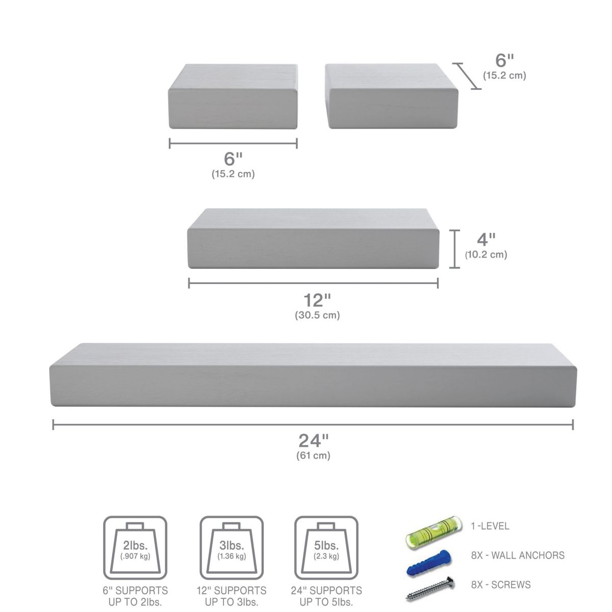 Set of 4 Chunky Shelves Gray