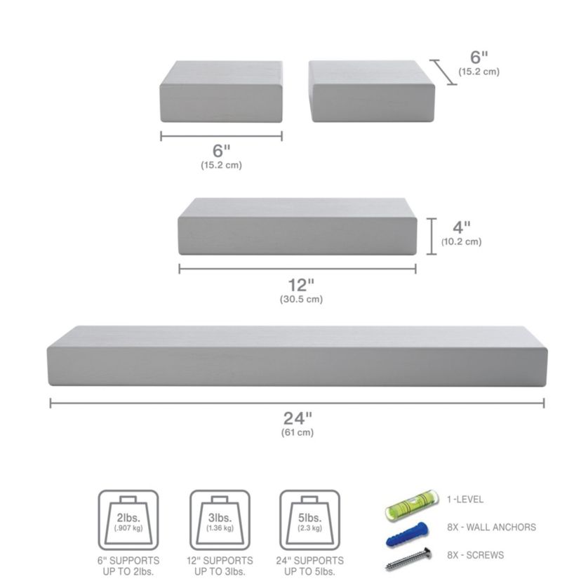 Set of 4 Chunky Shelves Gray