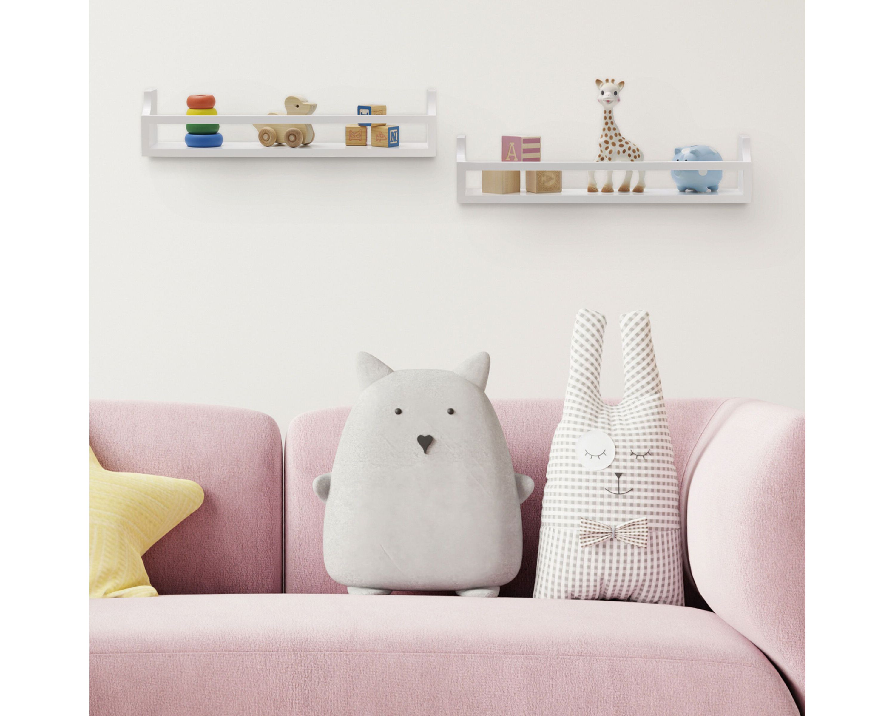 Floating Wall Mounted Moulding Shelf, Set of 2, Gray