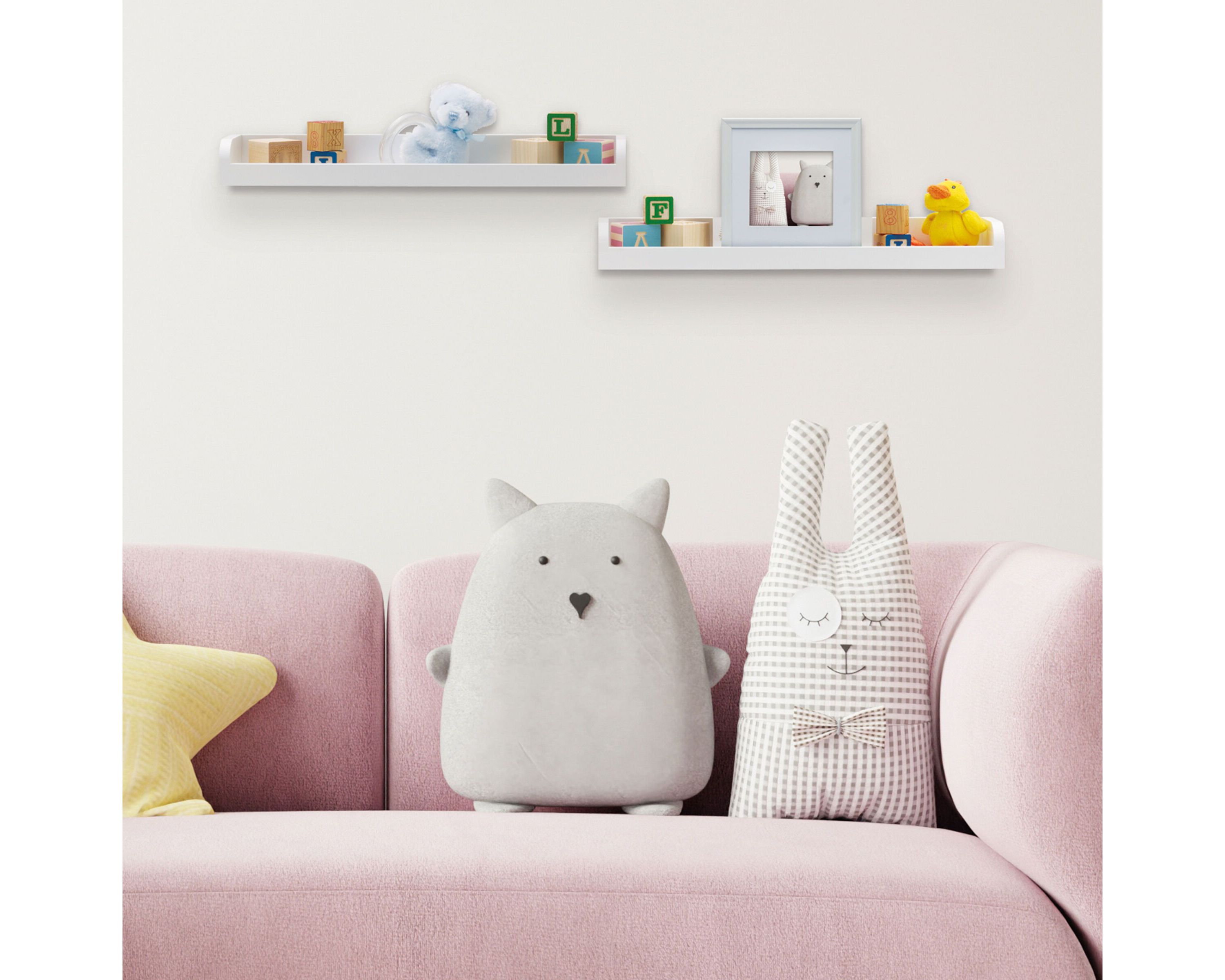 Clarendon Floating Wall Shelves for Bedroom, Living Room, Bathroom, Kitchen, Office, Nursery, Set of 5, Gray