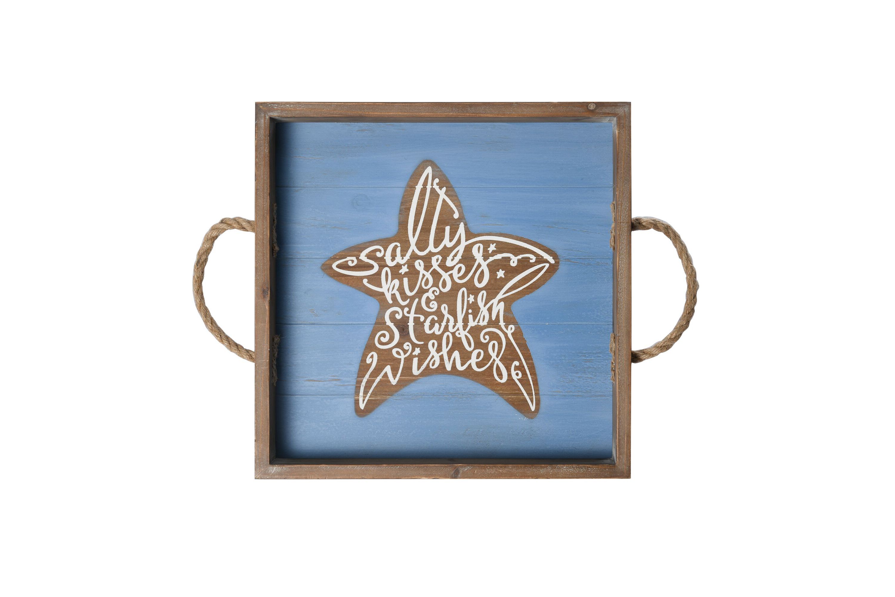 14-in Blue Starfish Wood Mdf Tray