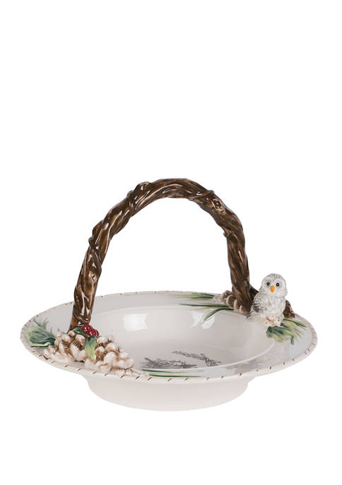 Fitz and Floyd Forest Frost Round Basket