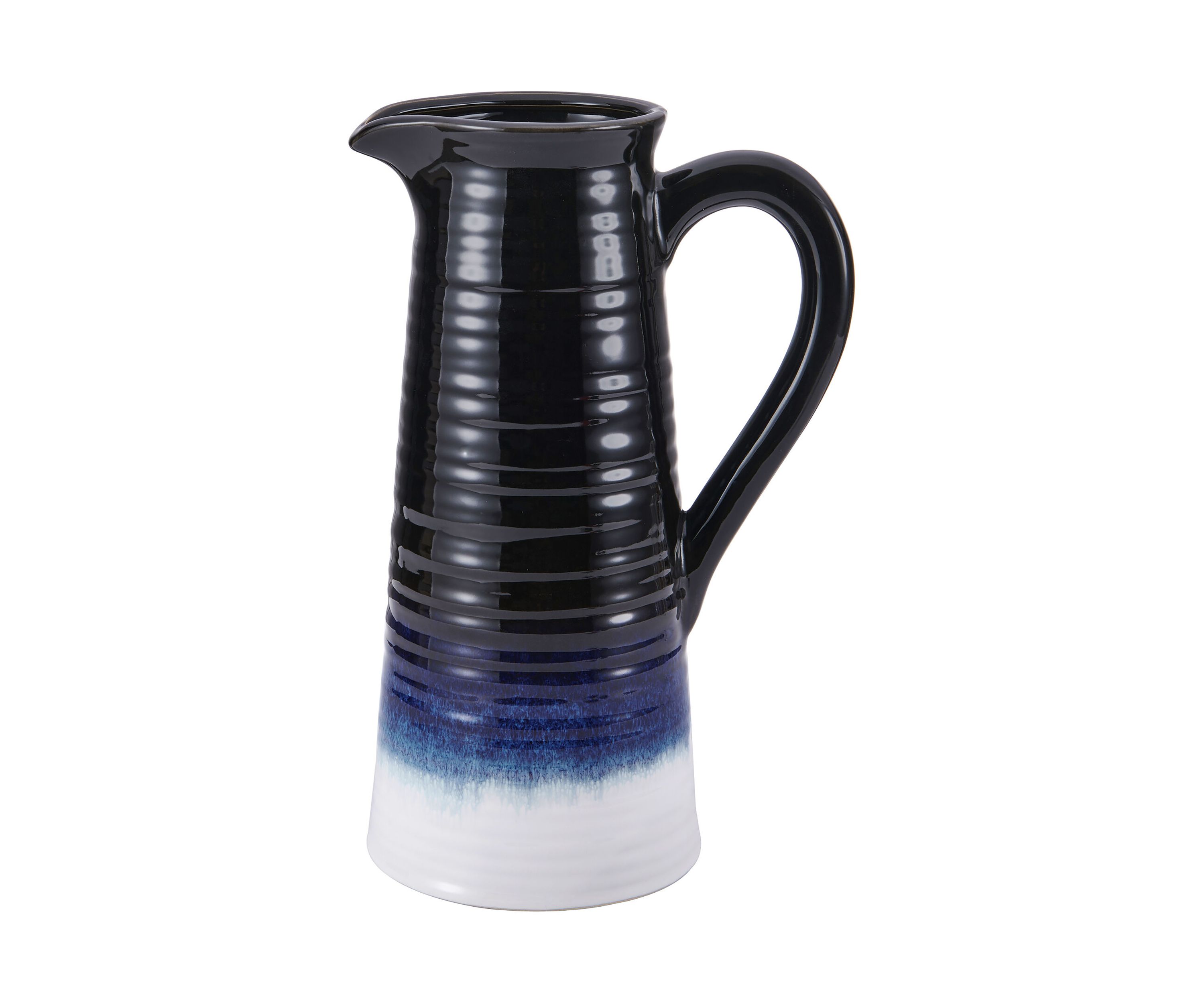 Elements 12-Inch Ceramic Pitcher Vase, Blue/White