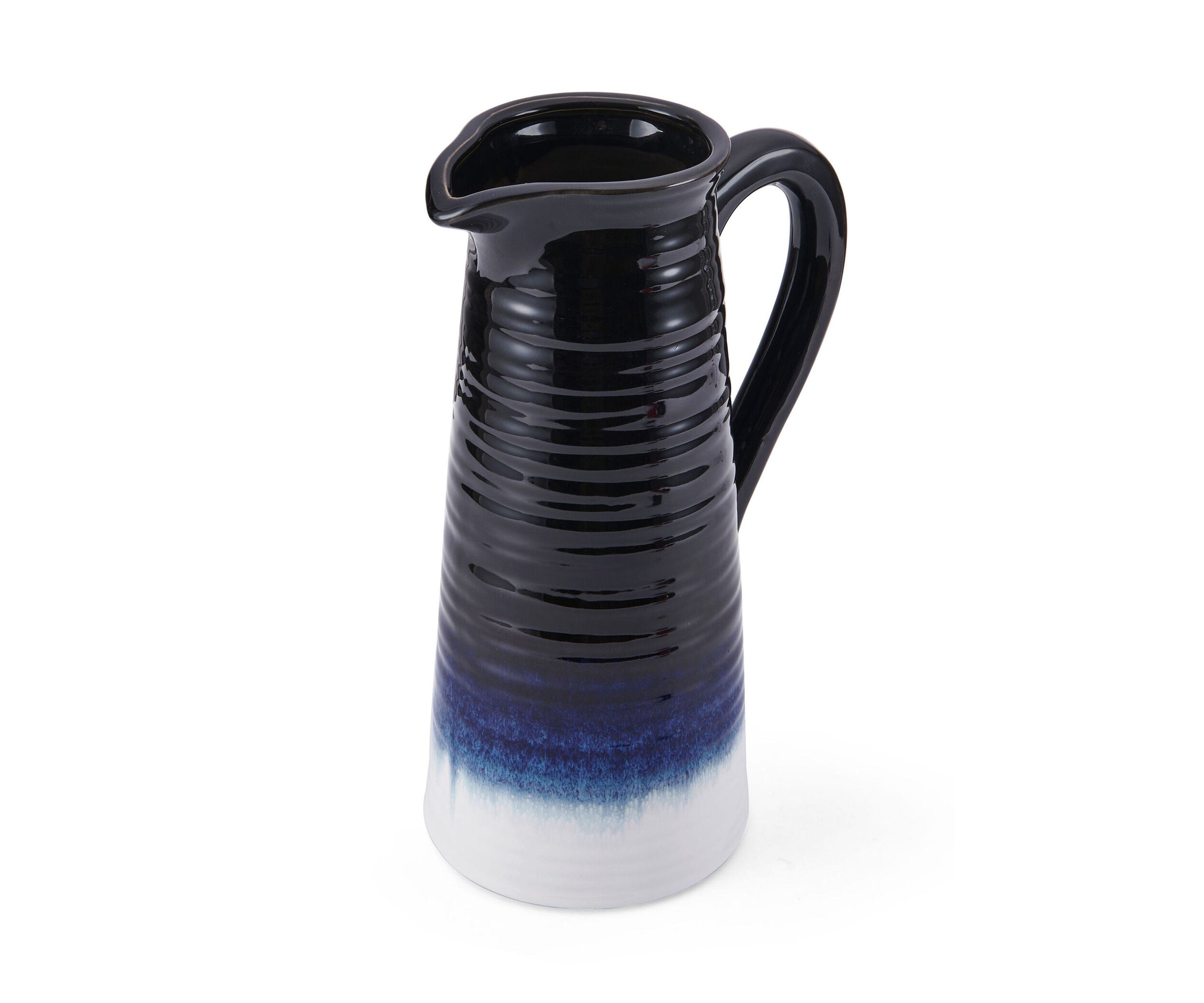 Elements 12-Inch Ceramic Pitcher Vase, Blue/White
