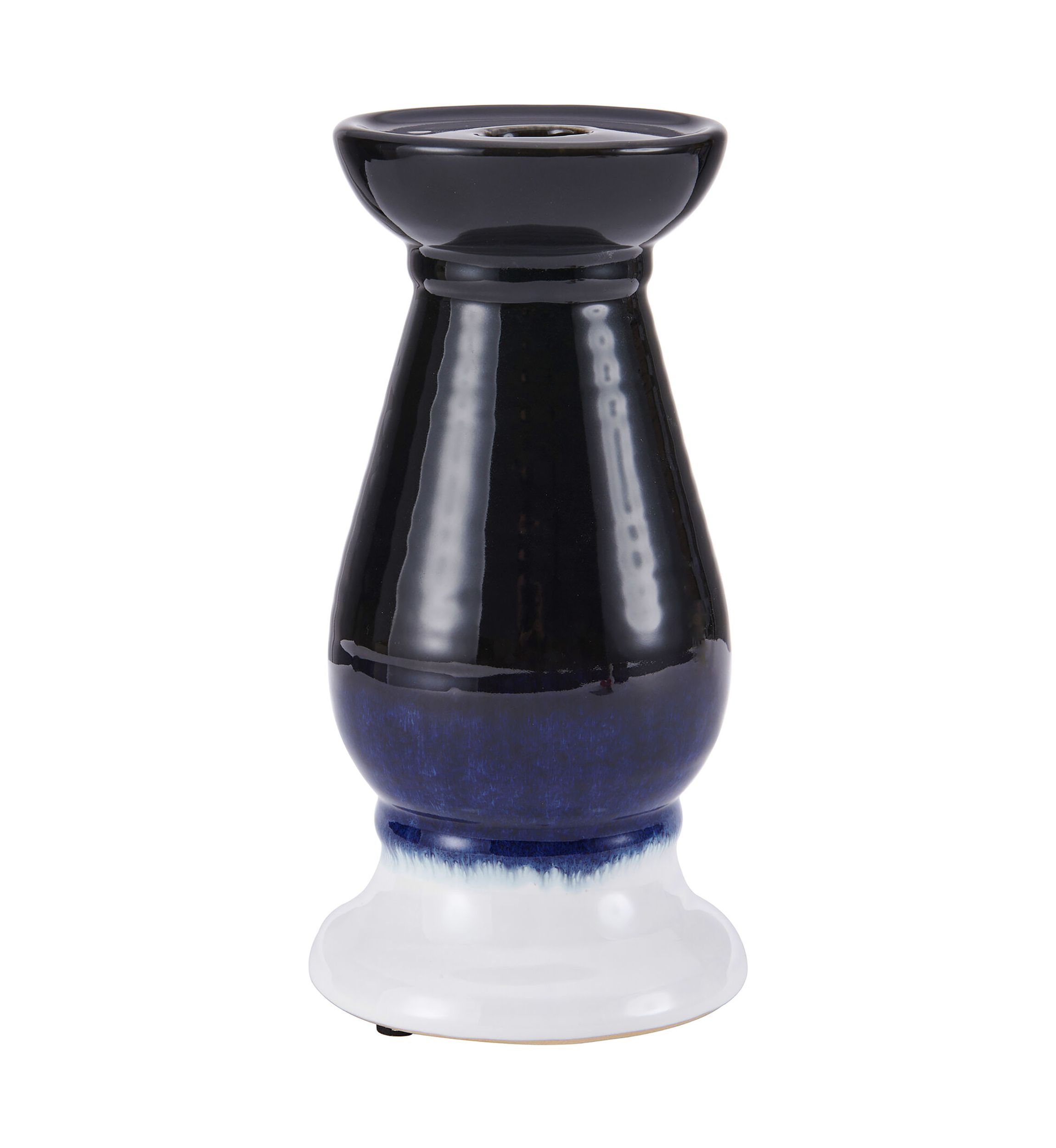Elements Ceramic Candle Holder, Blue/White