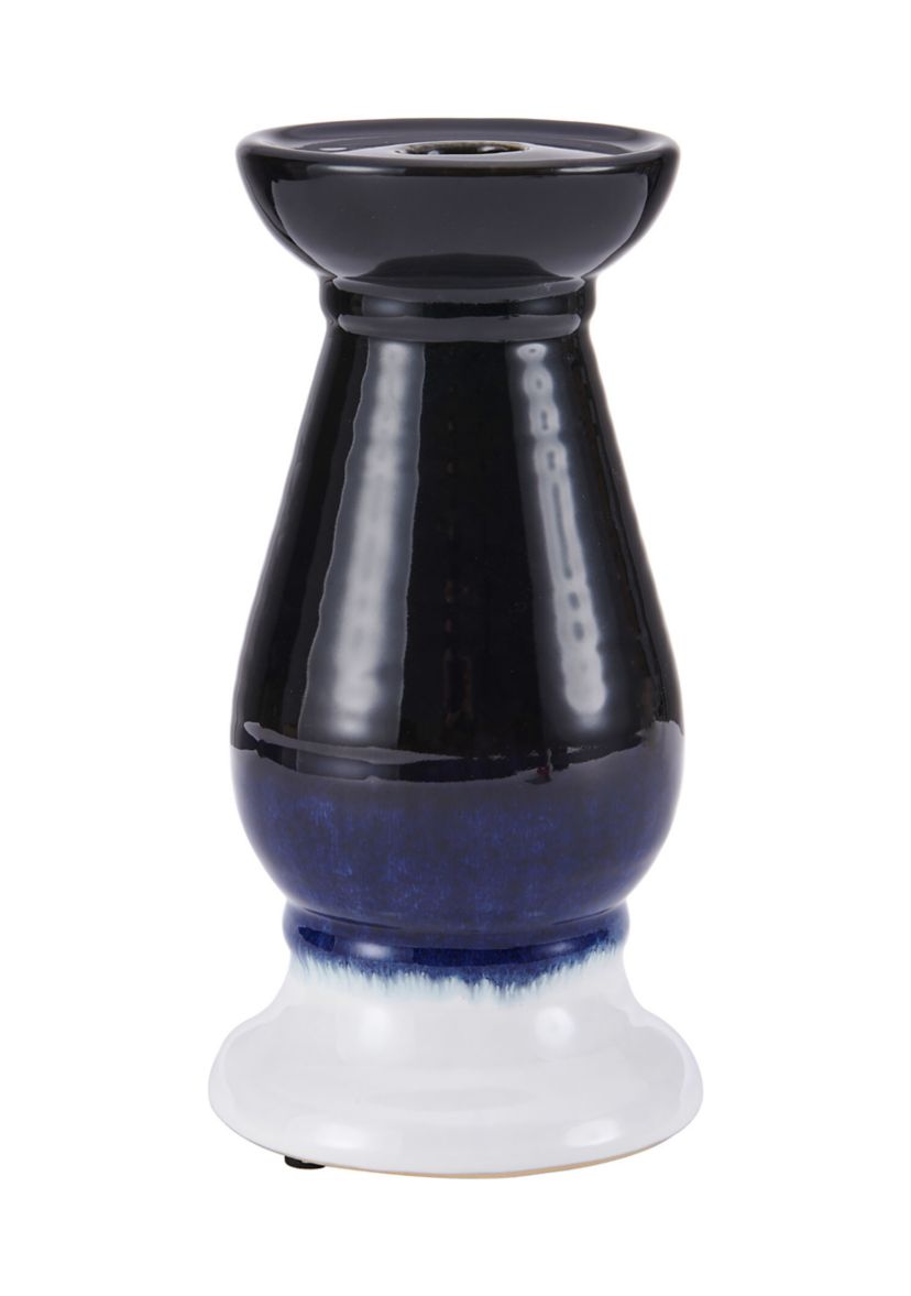Elements Ceramic Candle Holder, Blue/White