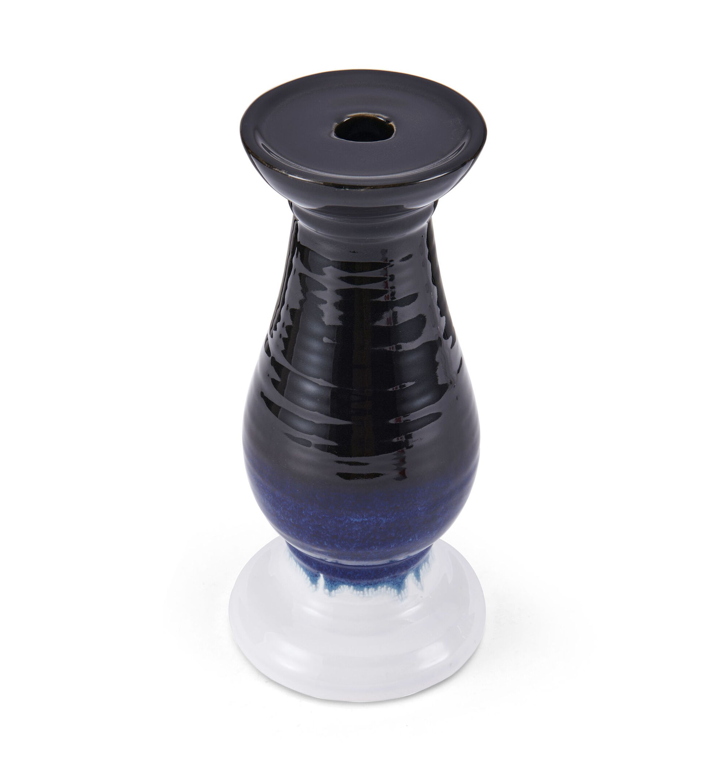 Elements Ceramic Candle Holder, Blue/White