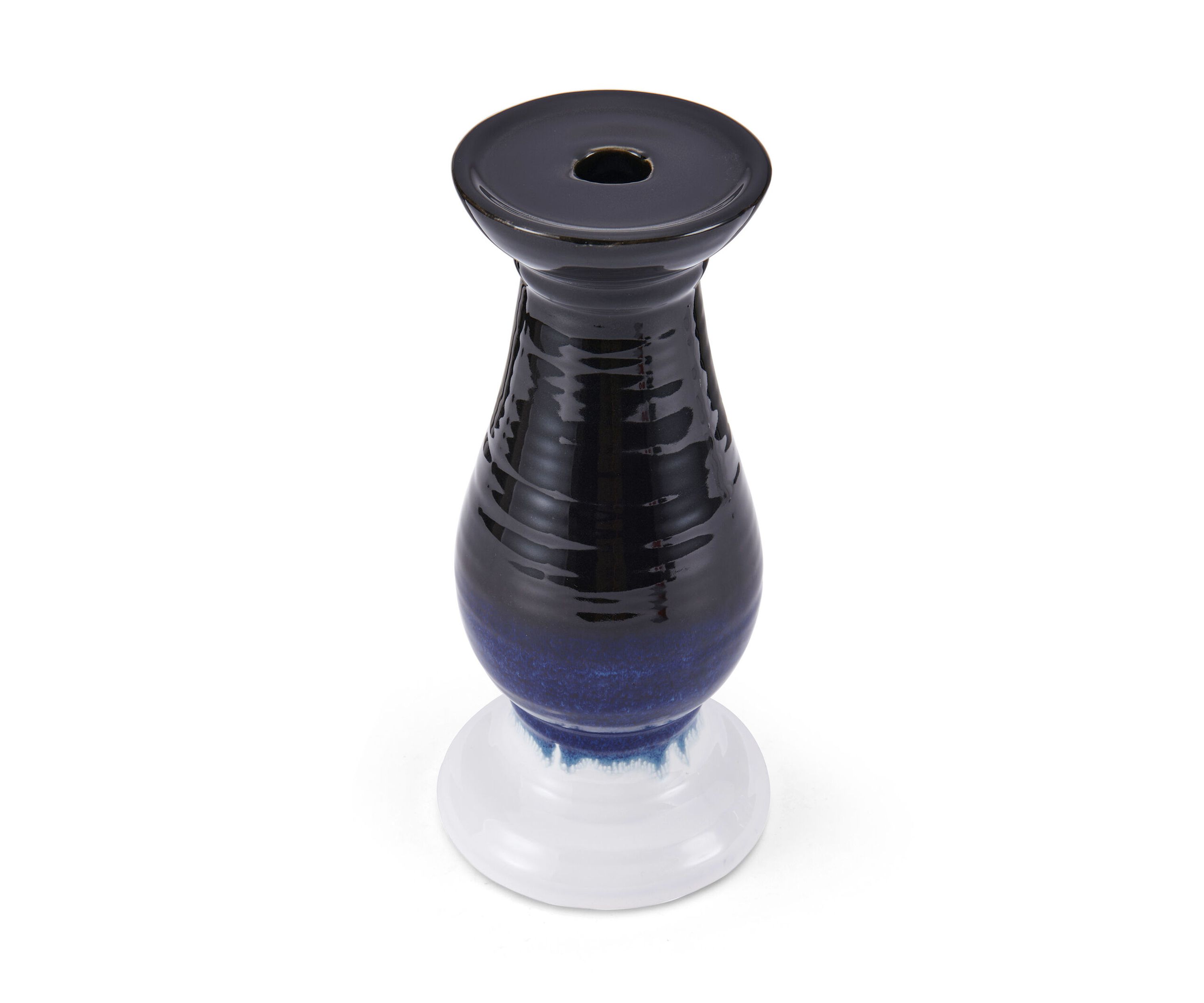 Elements Ceramic Candle Holder, Blue/White