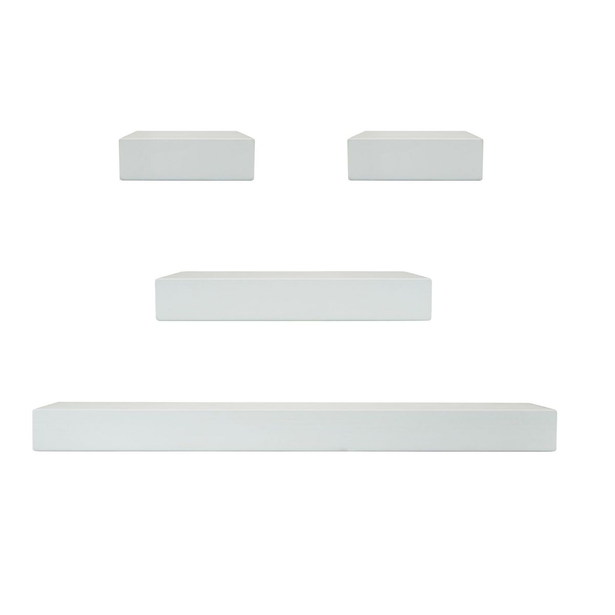 Set of 4 White Chunky Shelves-24-in, 12-in, 2 ea-6-in