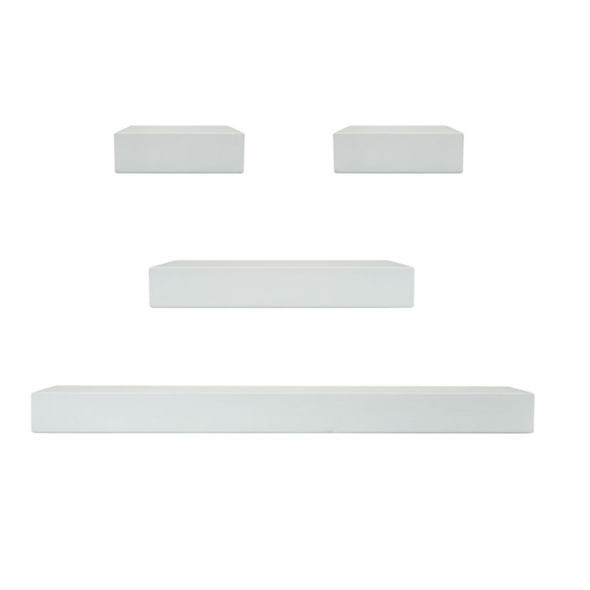 Set of 4 White Chunky Shelves-24-in, 12-in, 2 ea-6-in