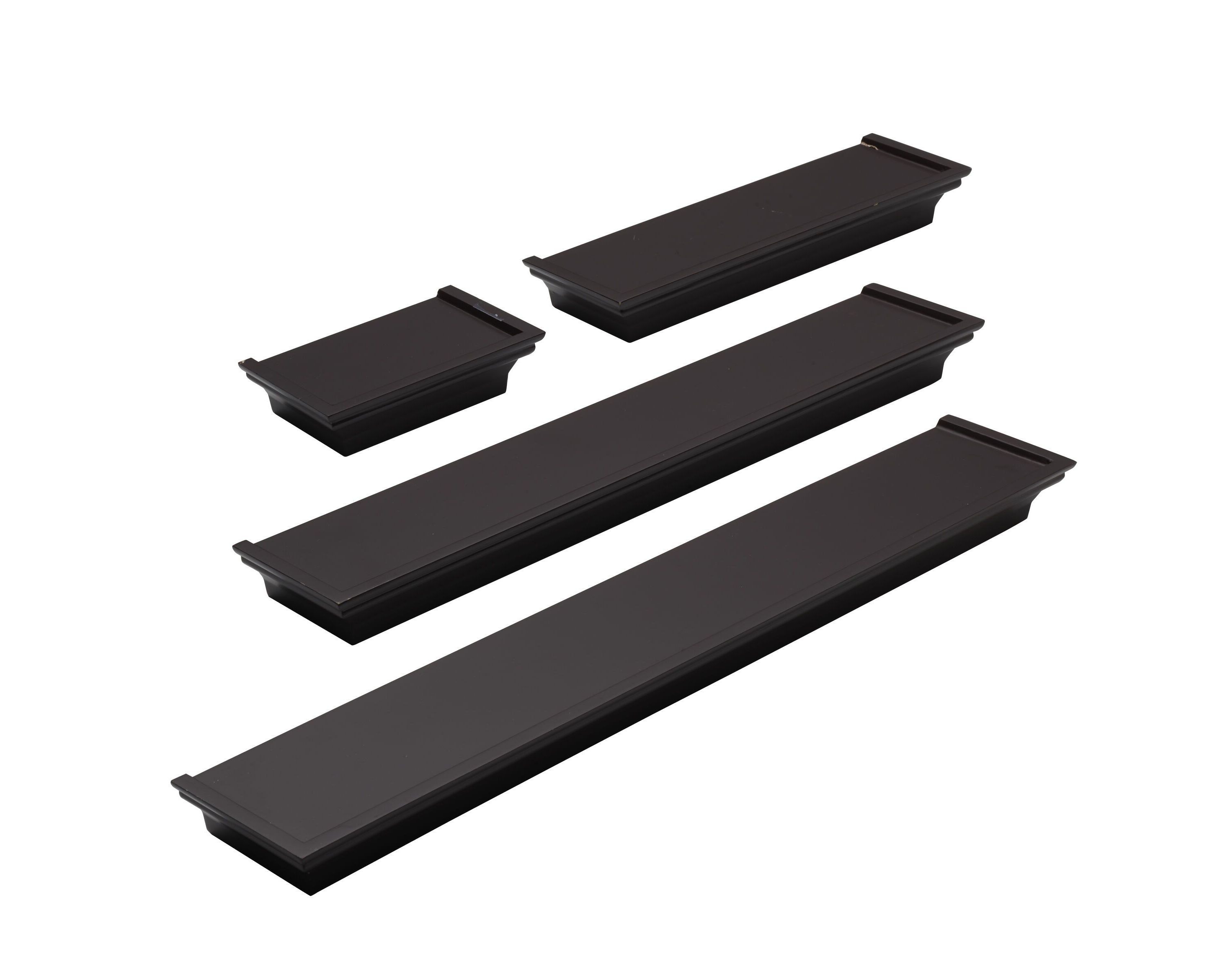 Arlington Floating Wall Shelves for Bedroom, Living Room, Bathroom, Kitchen, Office, Nursery, Set of 4, Espresso