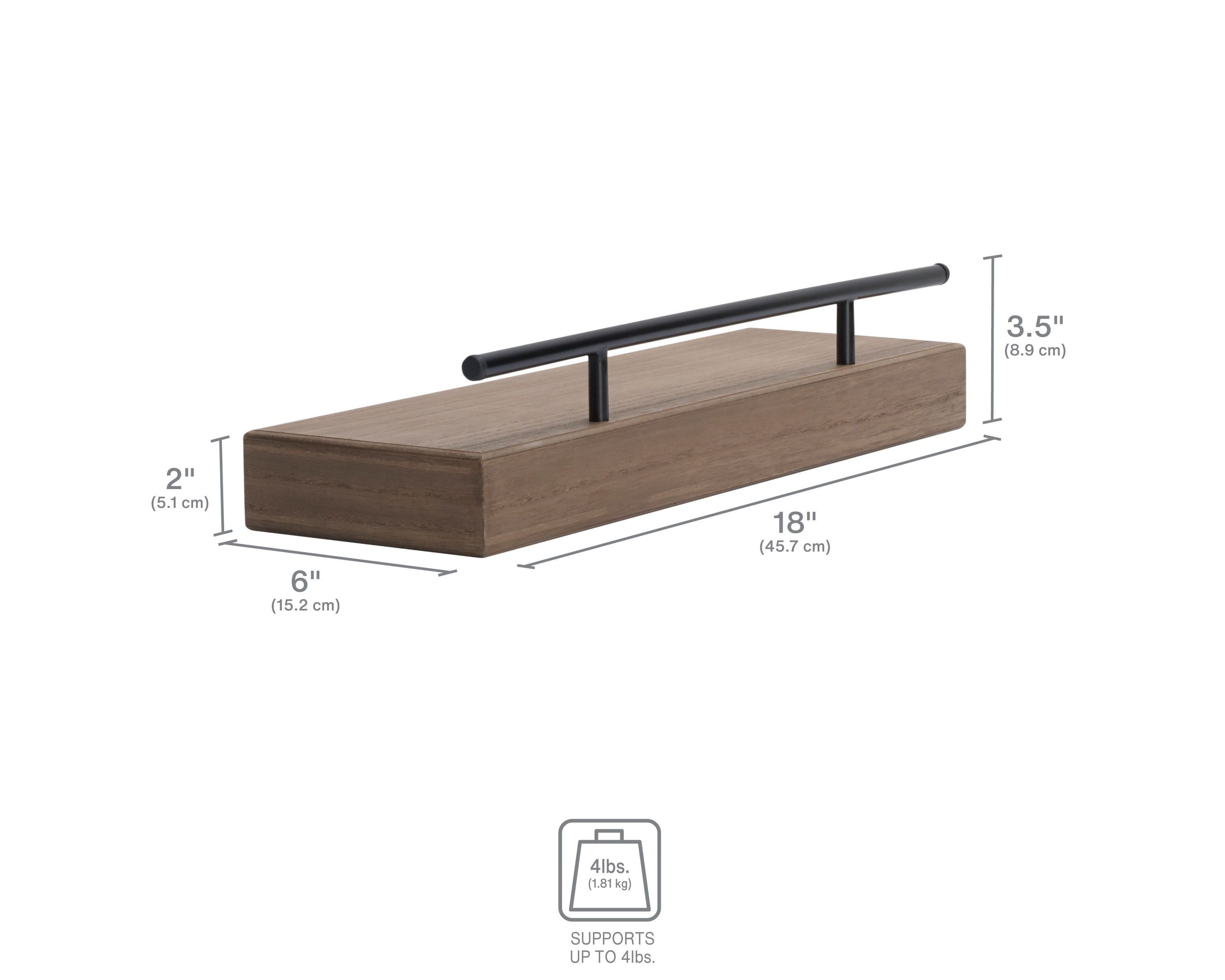 Arlington Floating Wall Shelves for Bedroom, Living Room, Bathroom, Kitchen, Office, Nursery, Set of 4, Gray