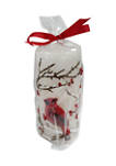 3 in x 6 in Christmas Themed Cardinal Embossed LED Wax Pillar Candle
