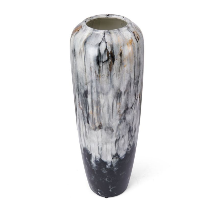 Ivory and White 17-Inch Urn Vase