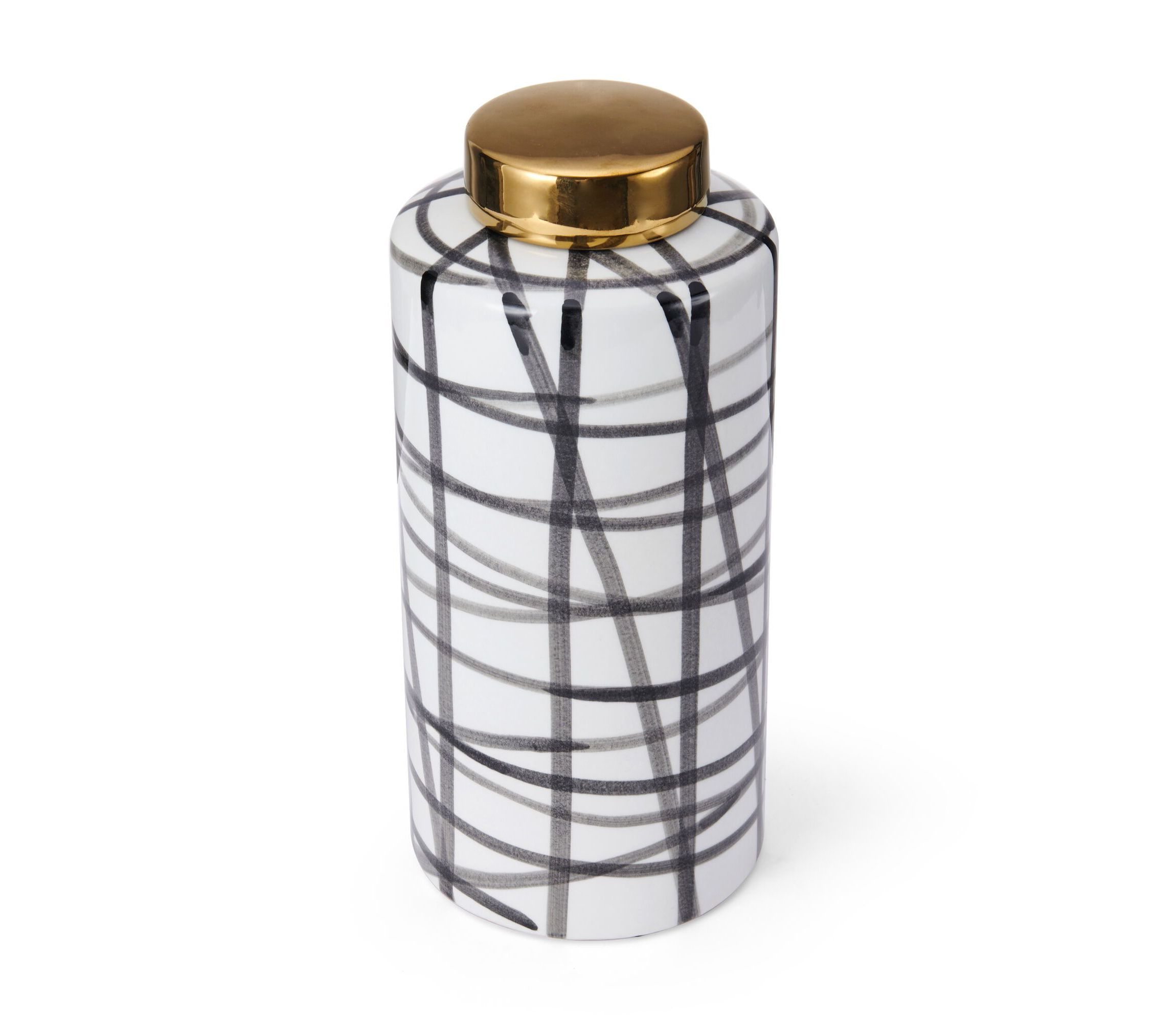 Black and White 13-in Scribble Stoneware Jar