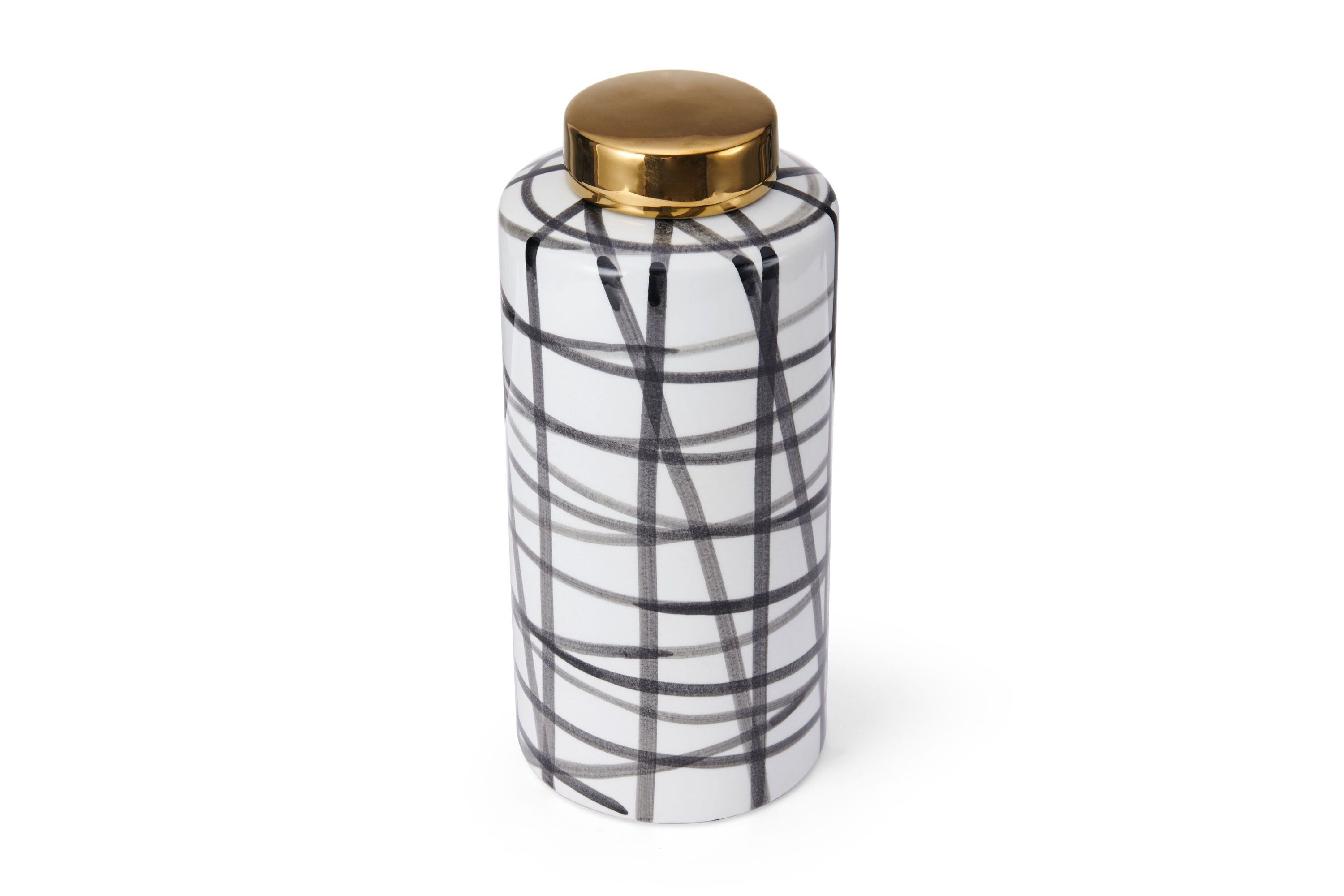 Black and White 13-in Scribble Stoneware Jar