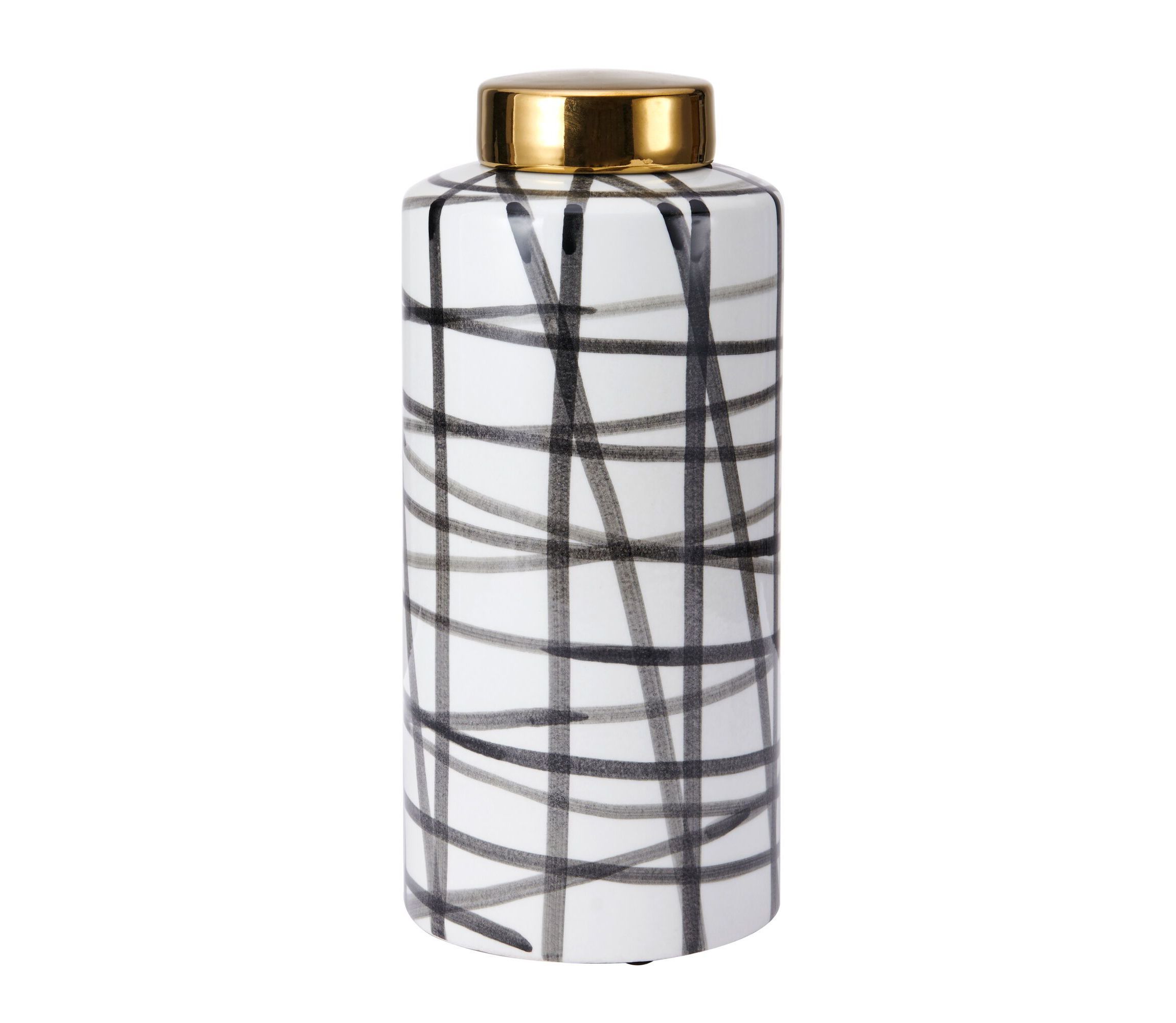 Black and White 13-in Scribble Stoneware Jar