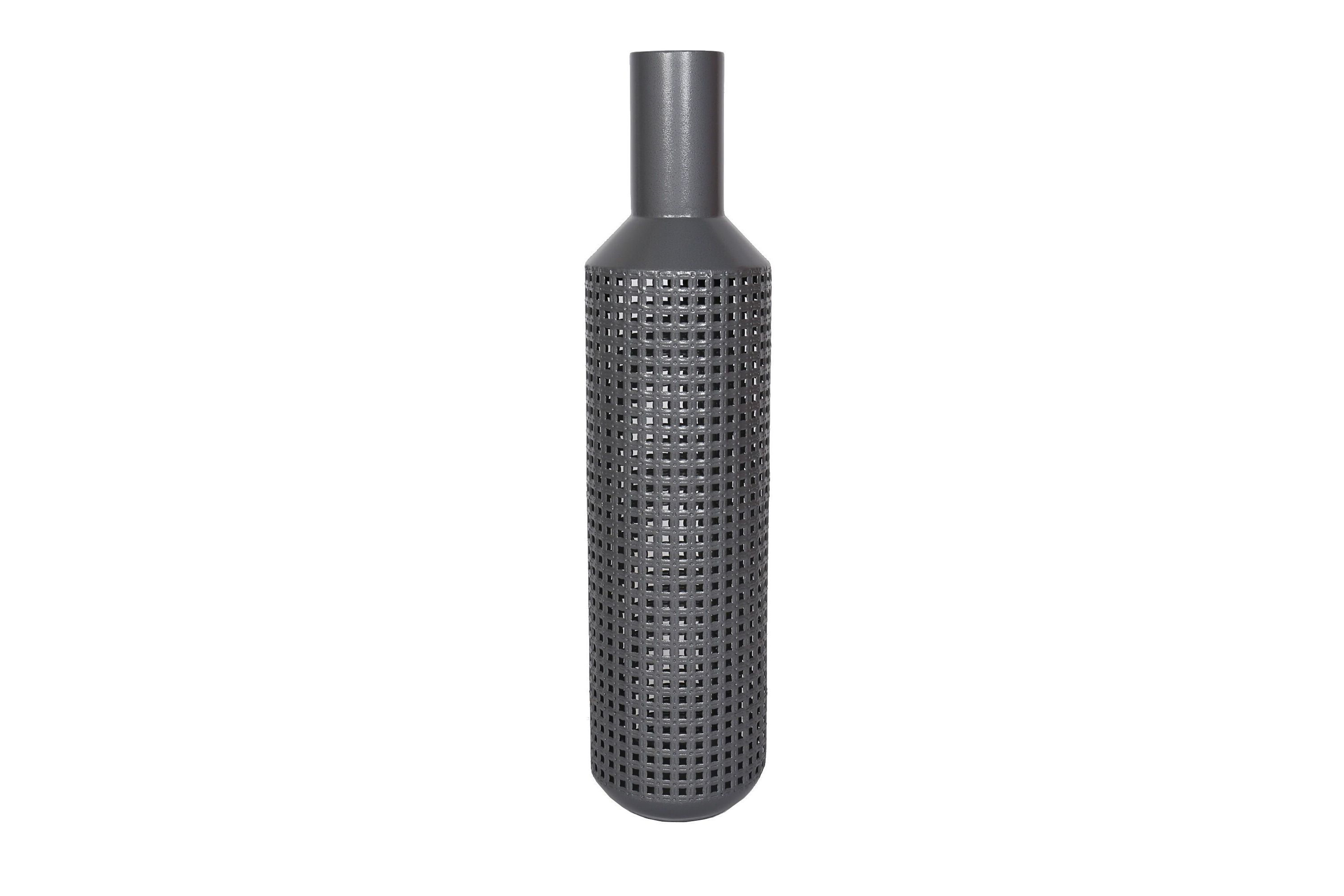 34-Inch Grey Woven Filigree Metal Vase