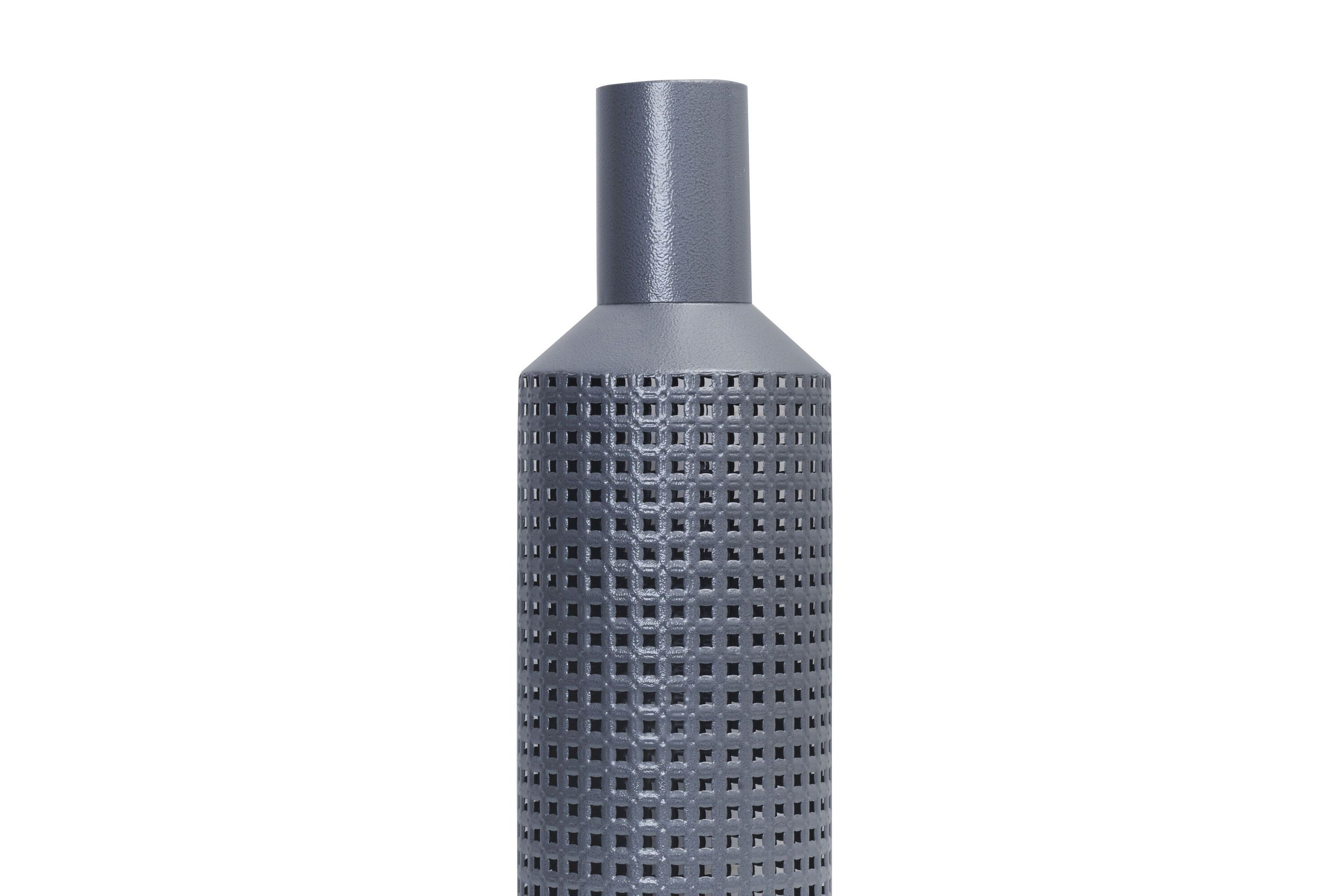 34-Inch Grey Woven Filigree Metal Vase