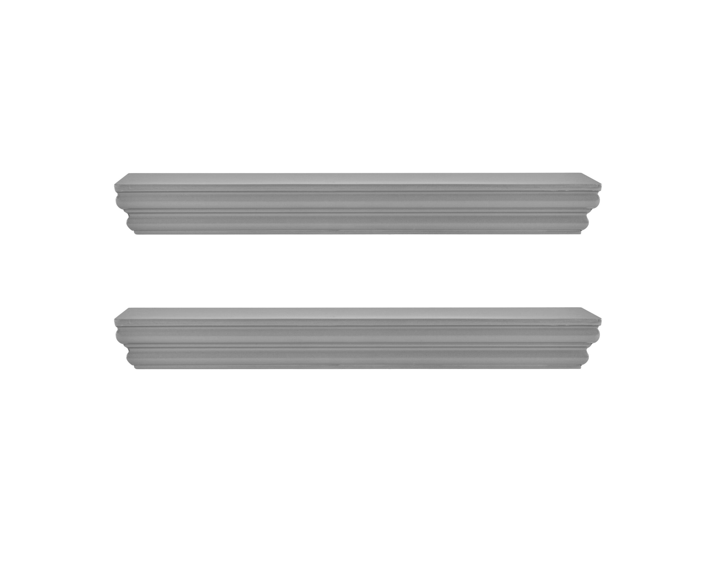 Floating Railing Shelf for Bedroom, Living Room, Bathroom, Kitchen, Set of 2, Black