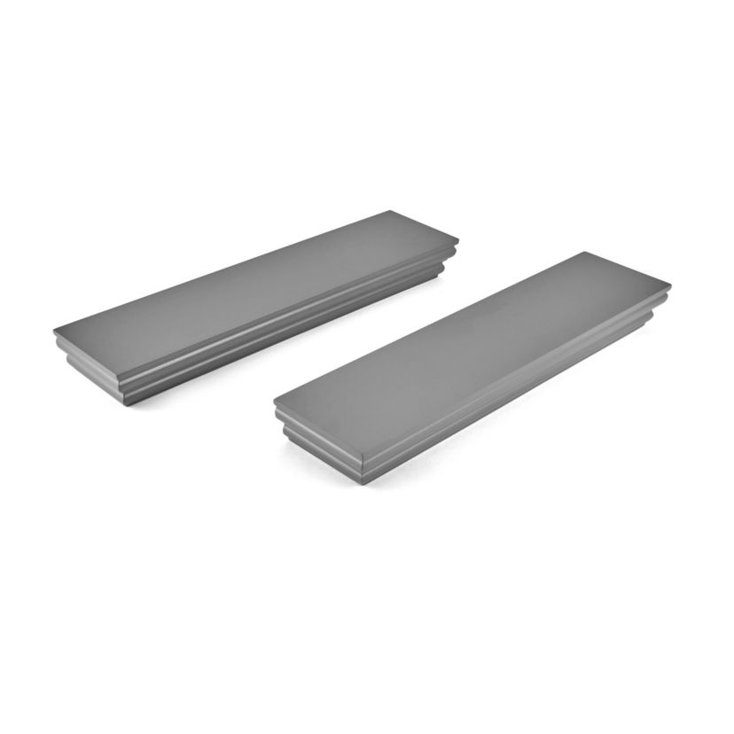 Floating Railing Shelf for Bedroom, Living Room, Bathroom, Kitchen, Set of 2, Black