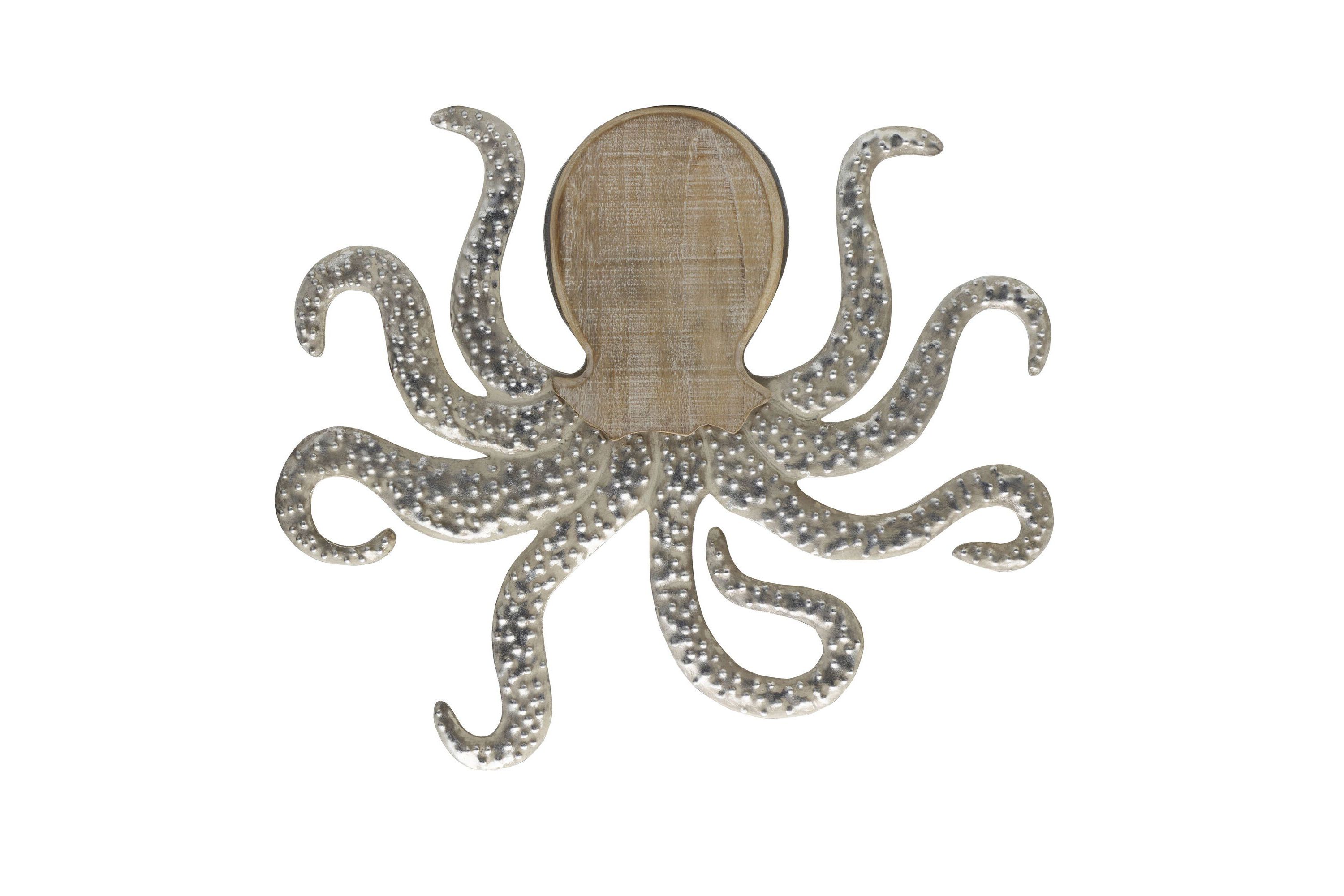 22 x 19-in Metal & Wood Octopus Wall Decor