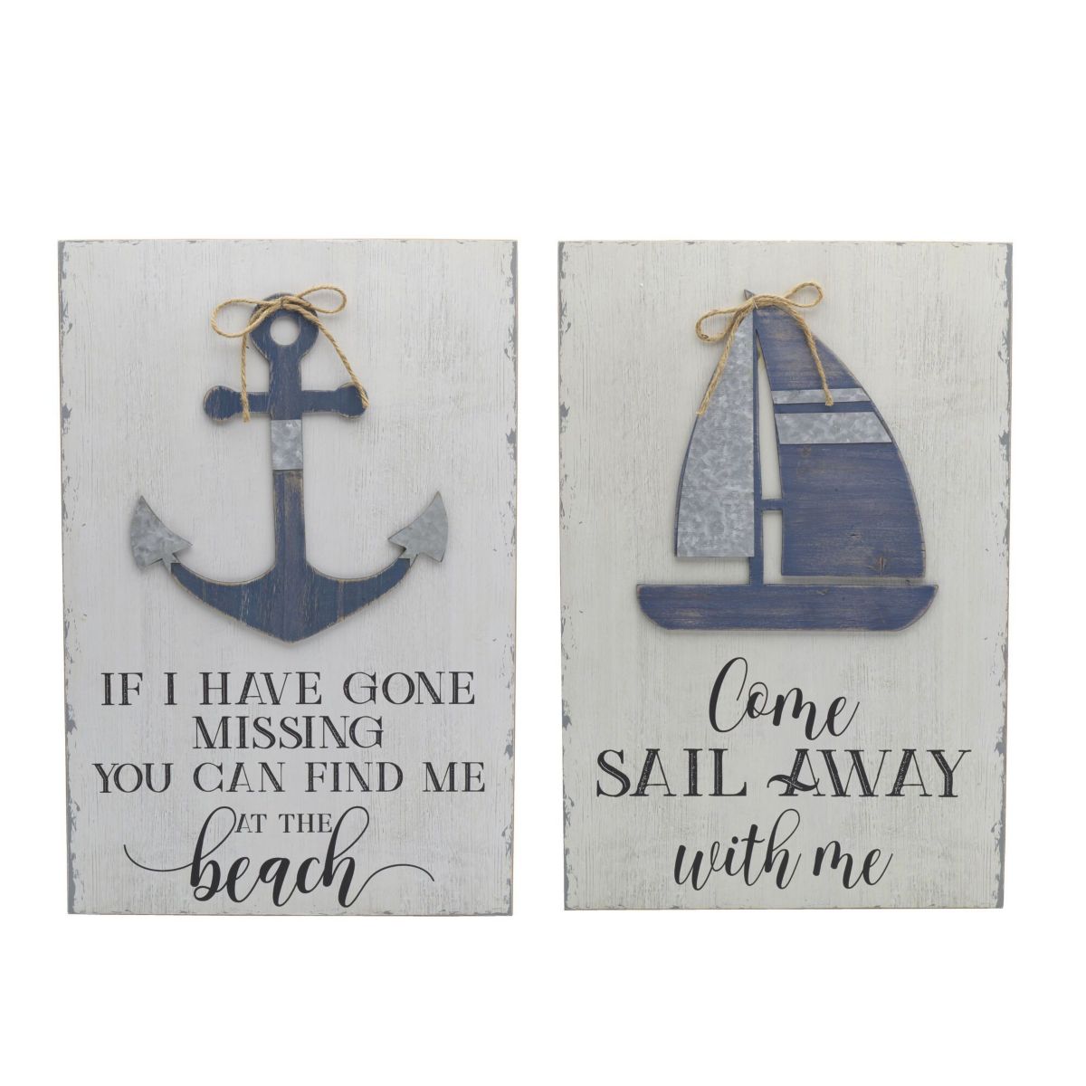 Set of 2 24 x 16-in Wood Coastal Wall Decor