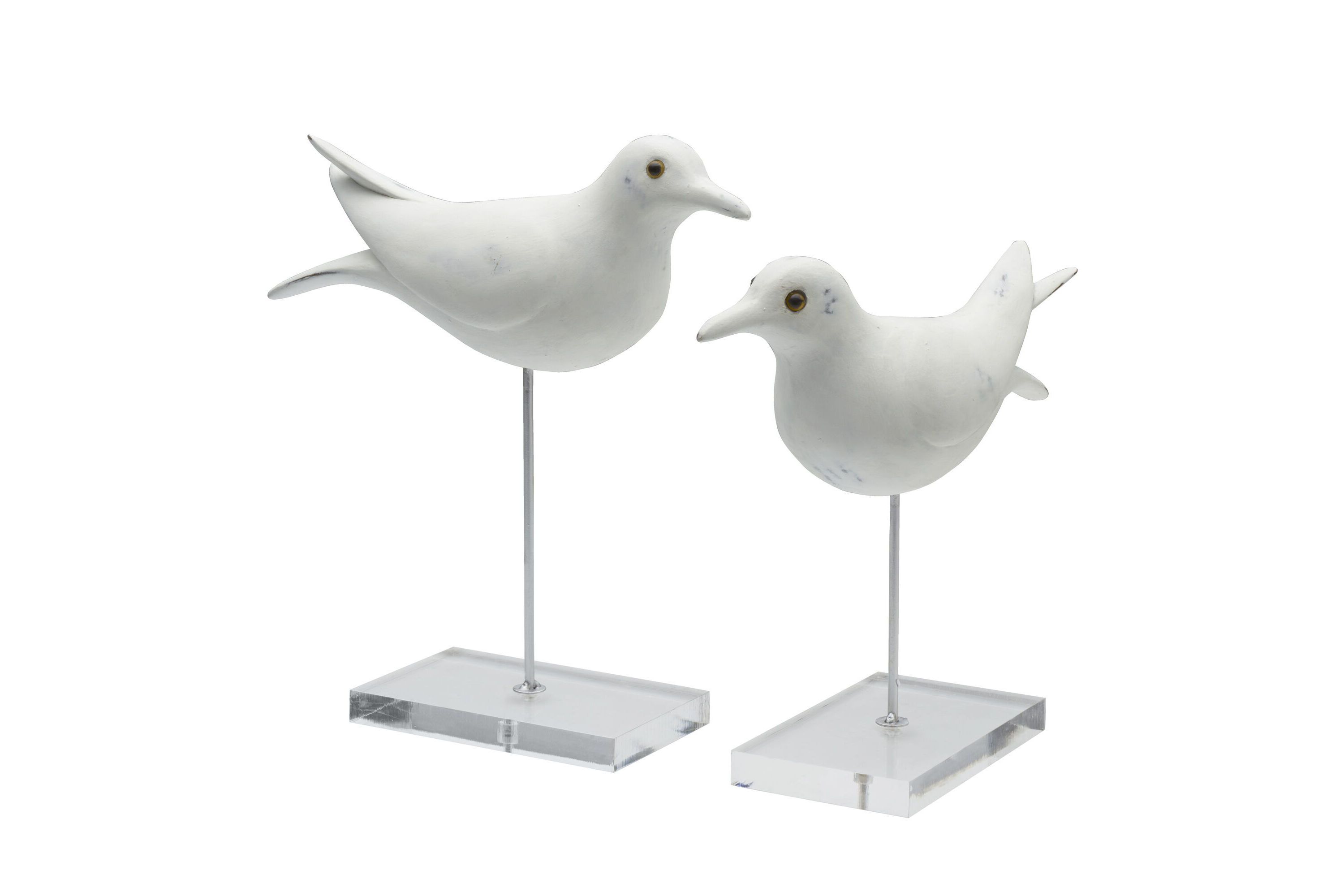Set of 2 12-in and 10-in Resin Seagull Table Decor
