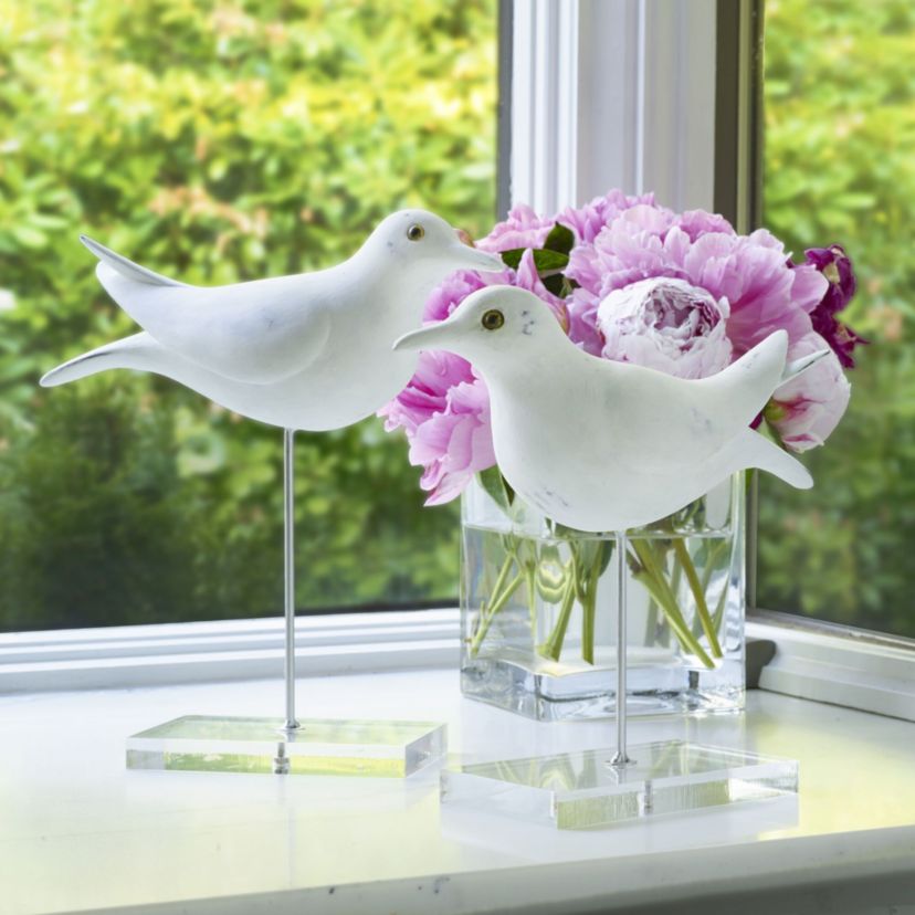 Set of 2 12-in and 10-in Resin Seagull Table Decor