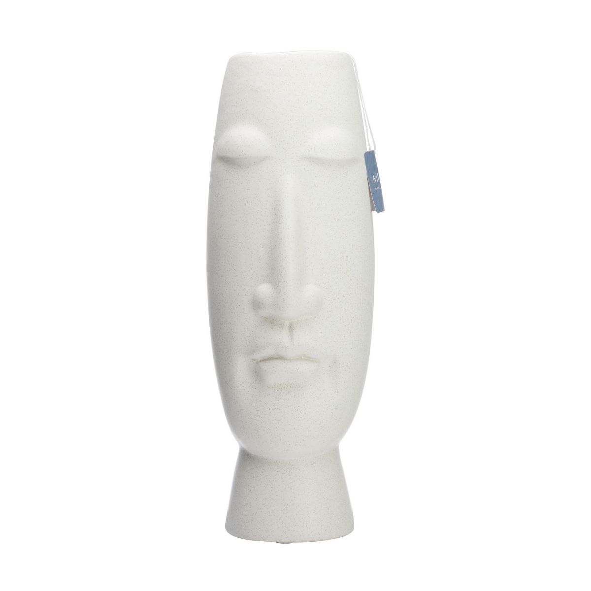 20-in Matte Eggshell Ceramic Face Vase