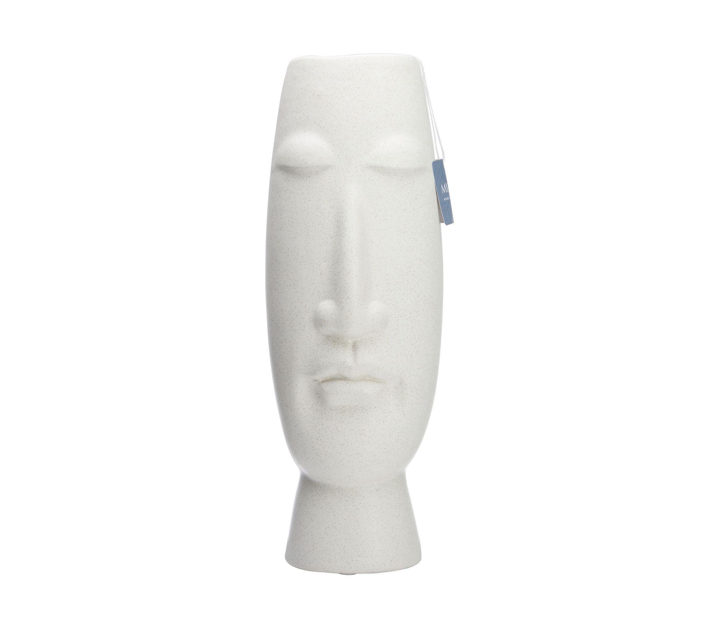 20-in Matte Eggshell Ceramic Face Vase