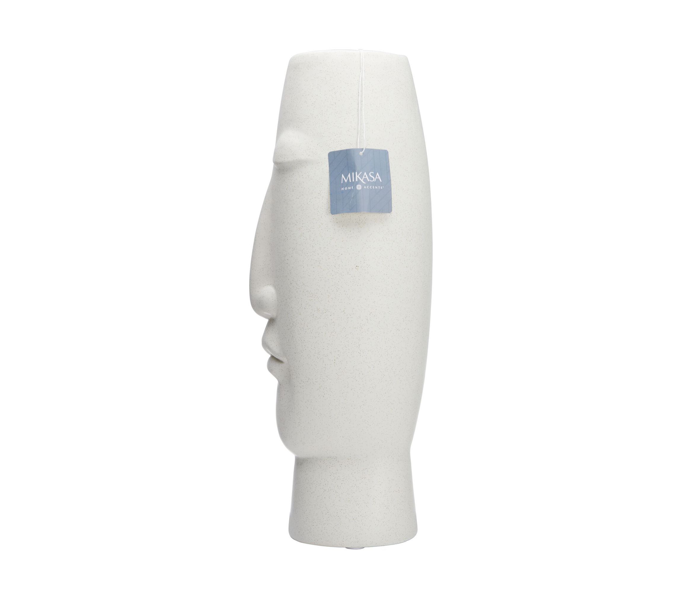 20-in Matte Eggshell Ceramic Face Vase