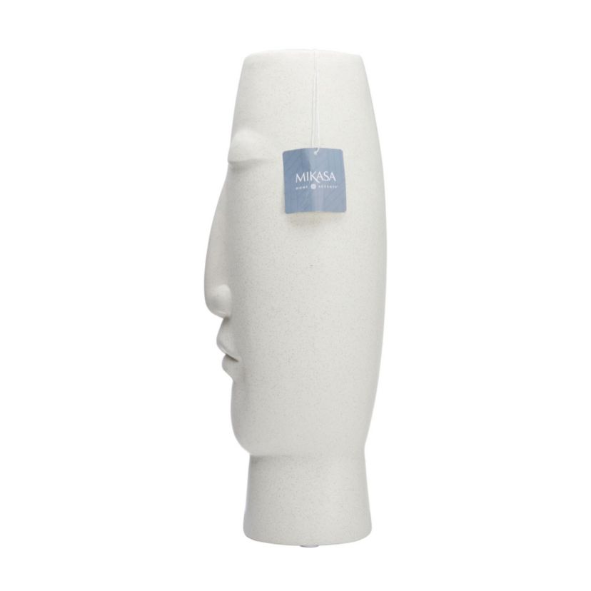 20-in Matte Eggshell Ceramic Face Vase