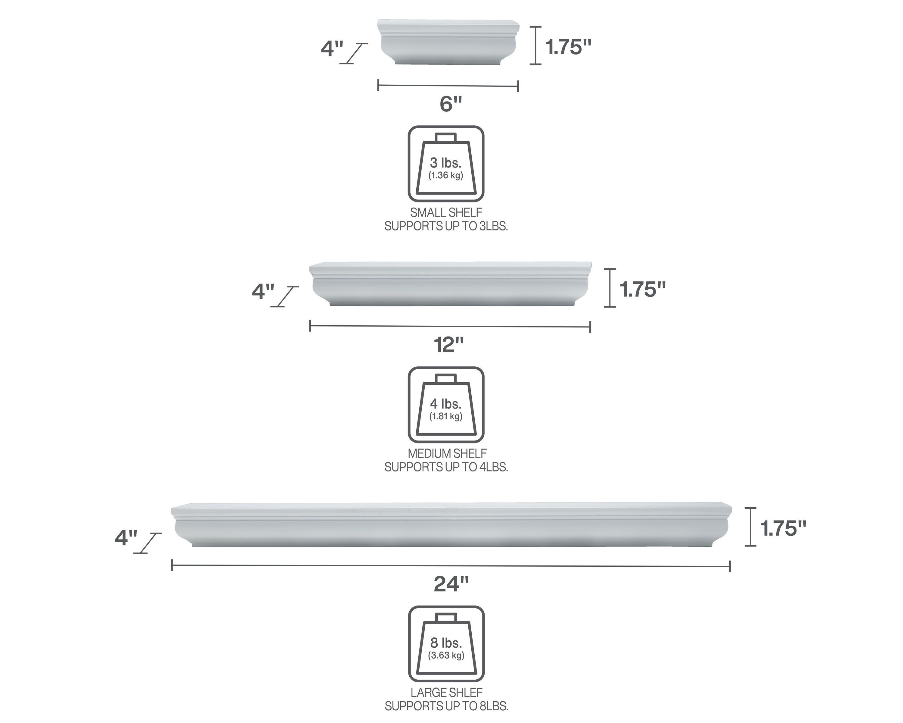 Floating Wall, Wood and Curve Metal Shelves, for Bedroom, Living Room, Kitchen, Nursery, Set of 3, Natural