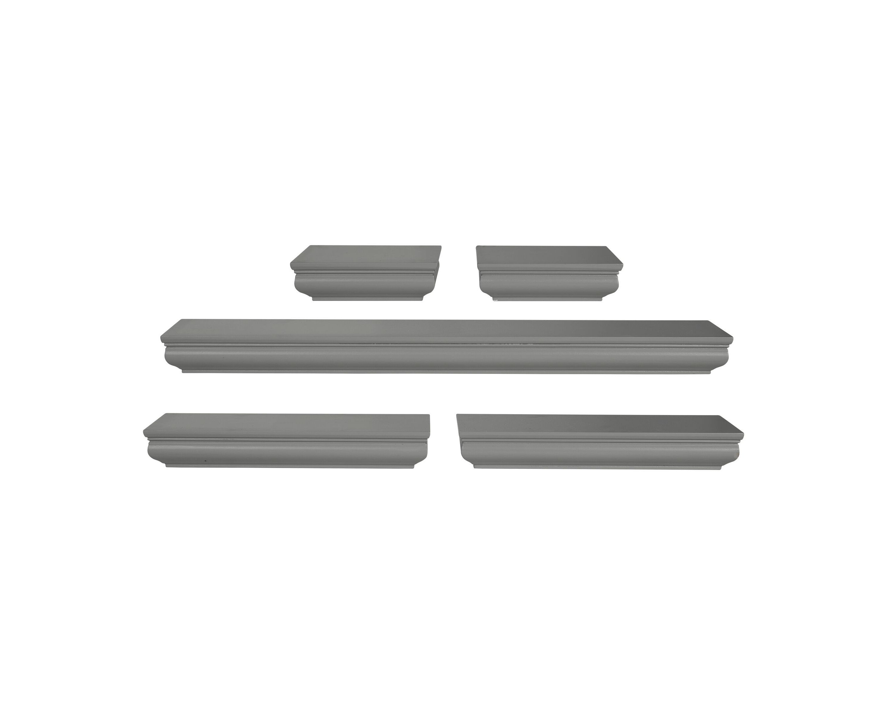 Floating Wall, Wood and Curve Metal Shelves, for Bedroom, Living Room, Kitchen, Nursery, Set of 3, Natural