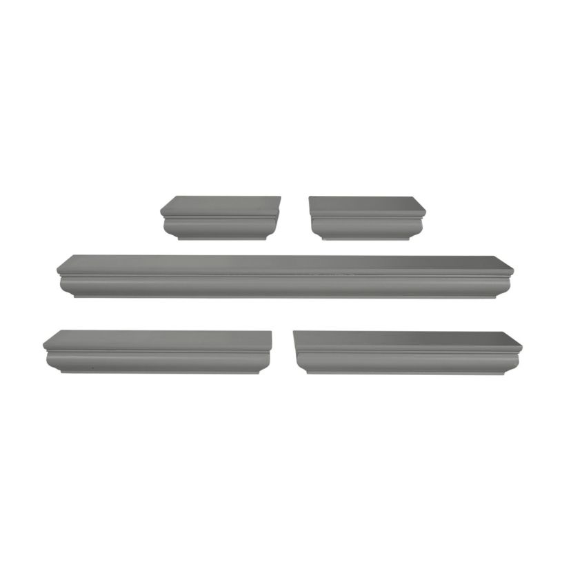 Floating Wall, Wood and Curve Metal Shelves, for Bedroom, Living Room, Kitchen, Nursery, Set of 3, Natural