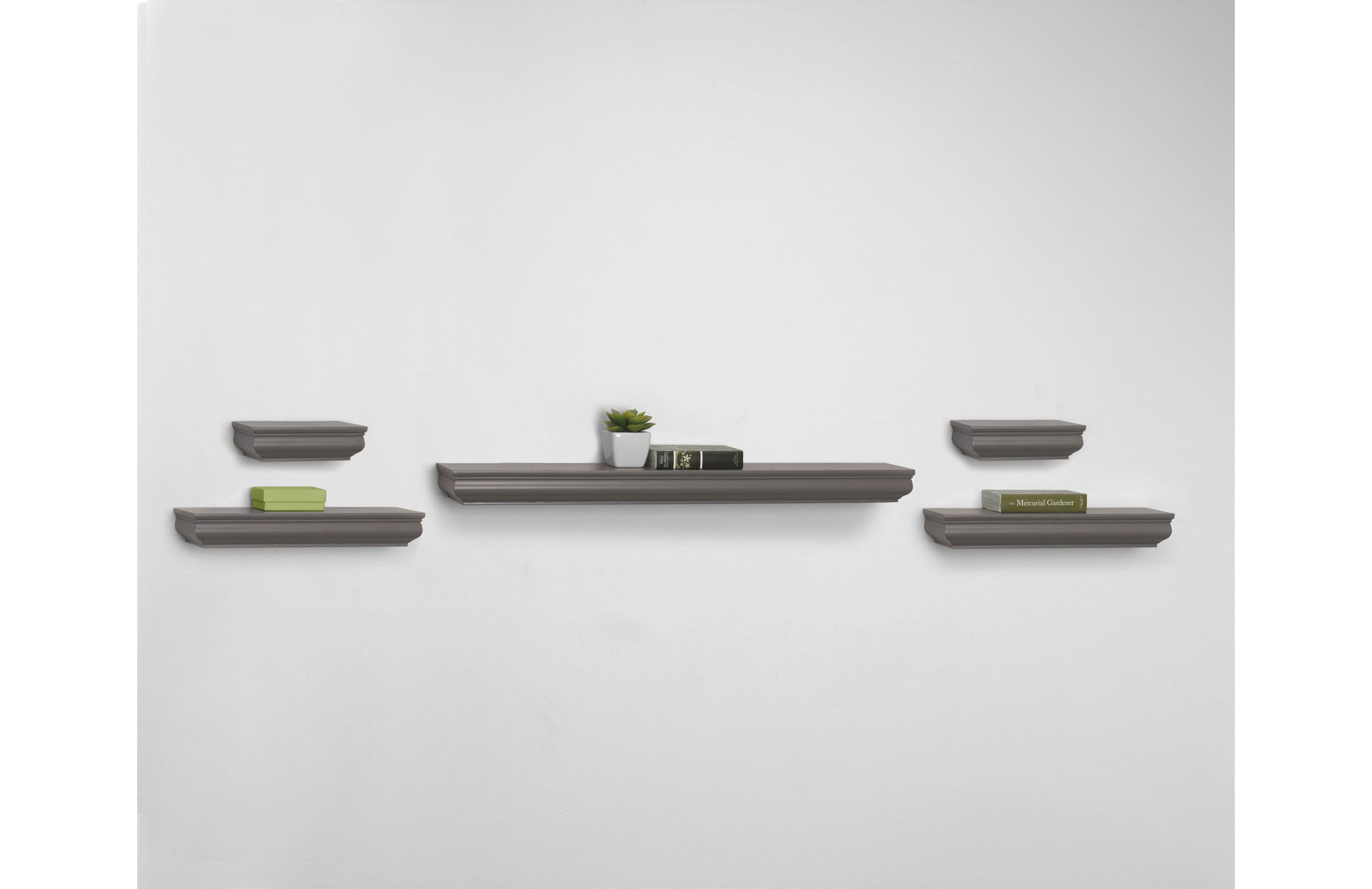 Floating Wall, Wood and Curve Metal Shelves, for Bedroom, Living Room, Kitchen, Nursery, Set of 3, Natural