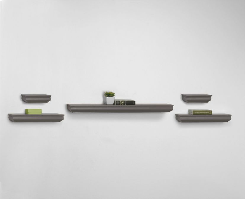 Floating Wall, Wood and Curve Metal Shelves, for Bedroom, Living Room, Kitchen, Nursery, Set of 3, Natural