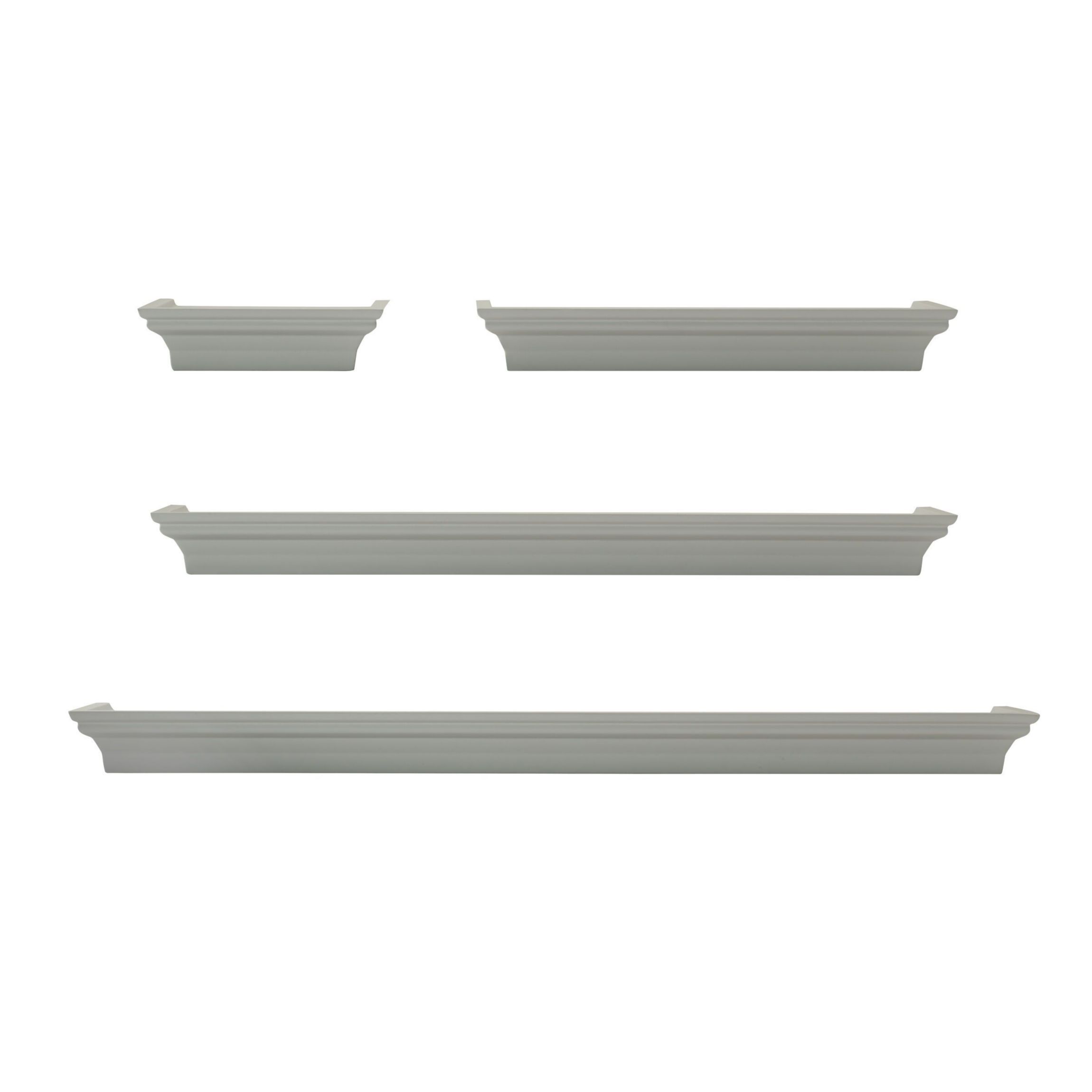 Floating Curve Wall Shelves with Rail for Nursery, Bedroom, Living Room, Kitchen, Set of 2, White
