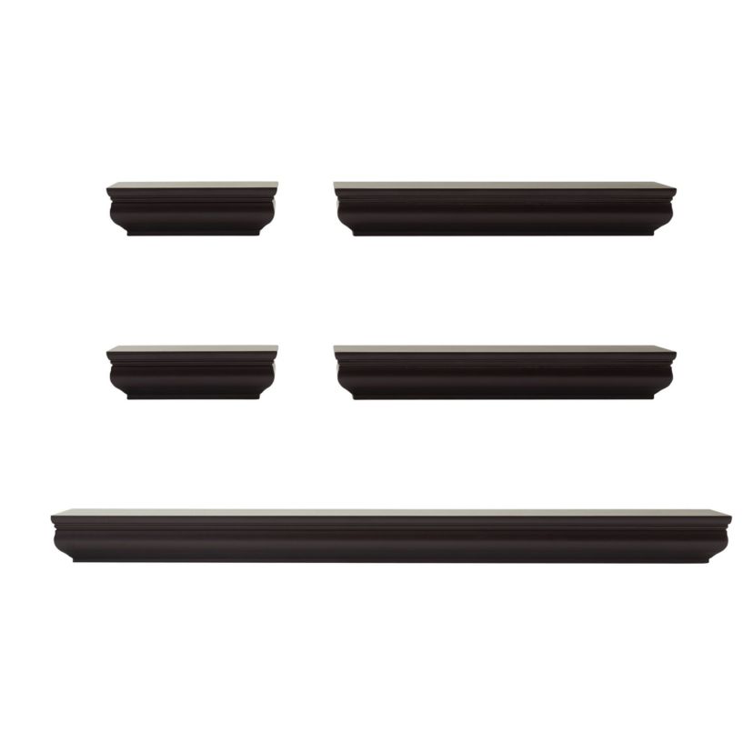 Floating Arc Wall Shelves with Rail for Nursery, Bedroom, Living Room, Kitchen, Set of 2, White