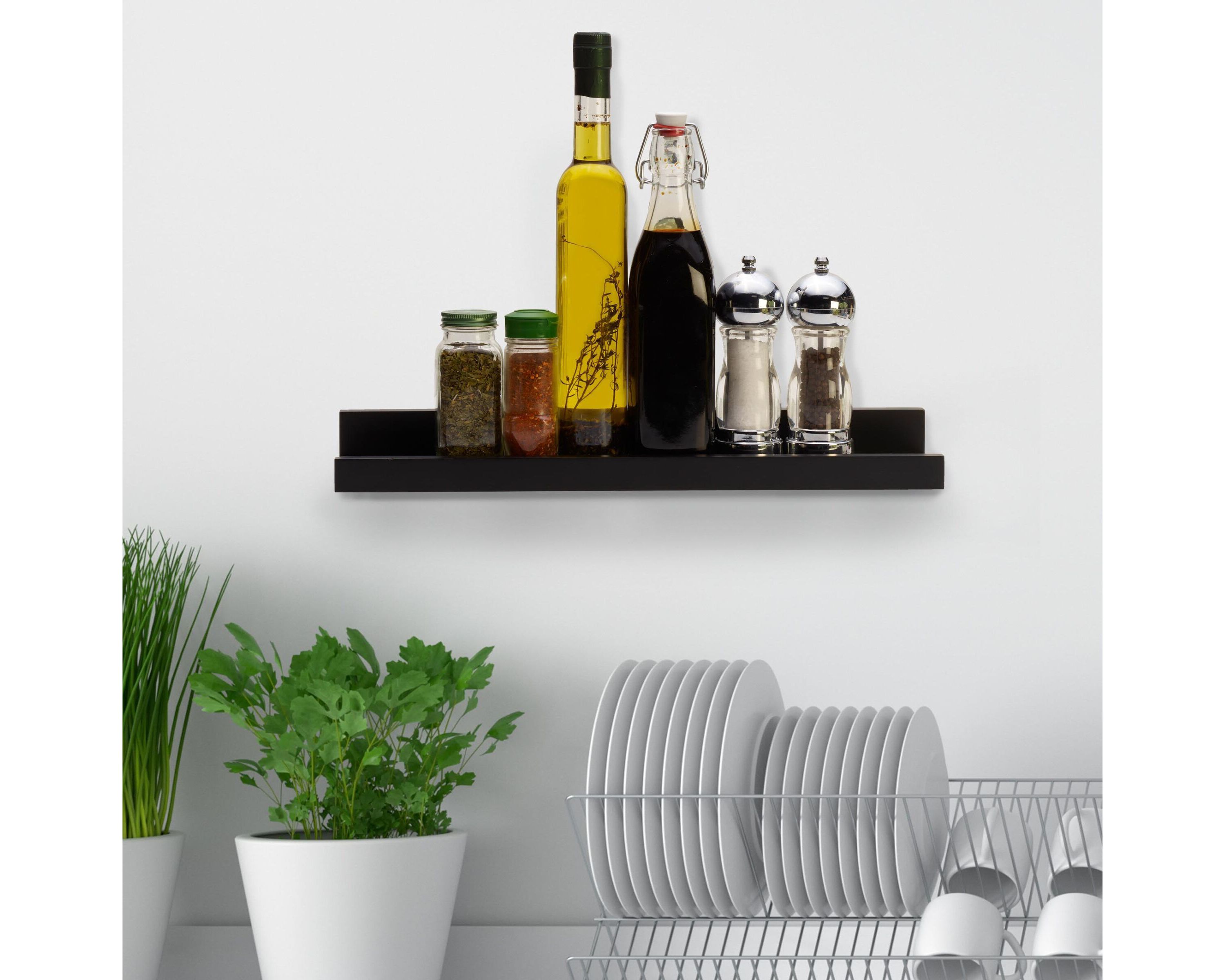 Floating Arc Wall Shelves for Nursery, Bedroom, Living Room, Kitchen, Set of 2, White