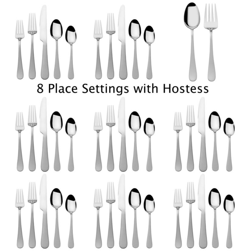 Gourmet Basics by Mikasa Satin Symmetry 42-pc Flatware Set, Service for 8