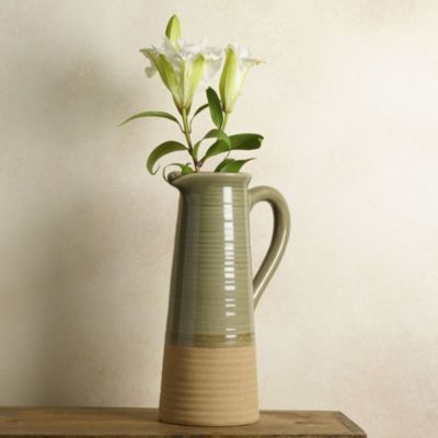15-in Sage Ceramic Pitcher Vase