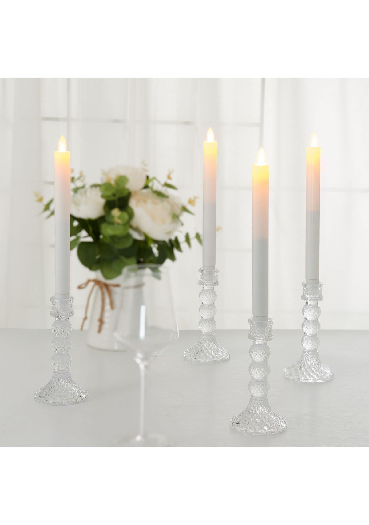 Battery Powered Tapered Candles - Set of 4