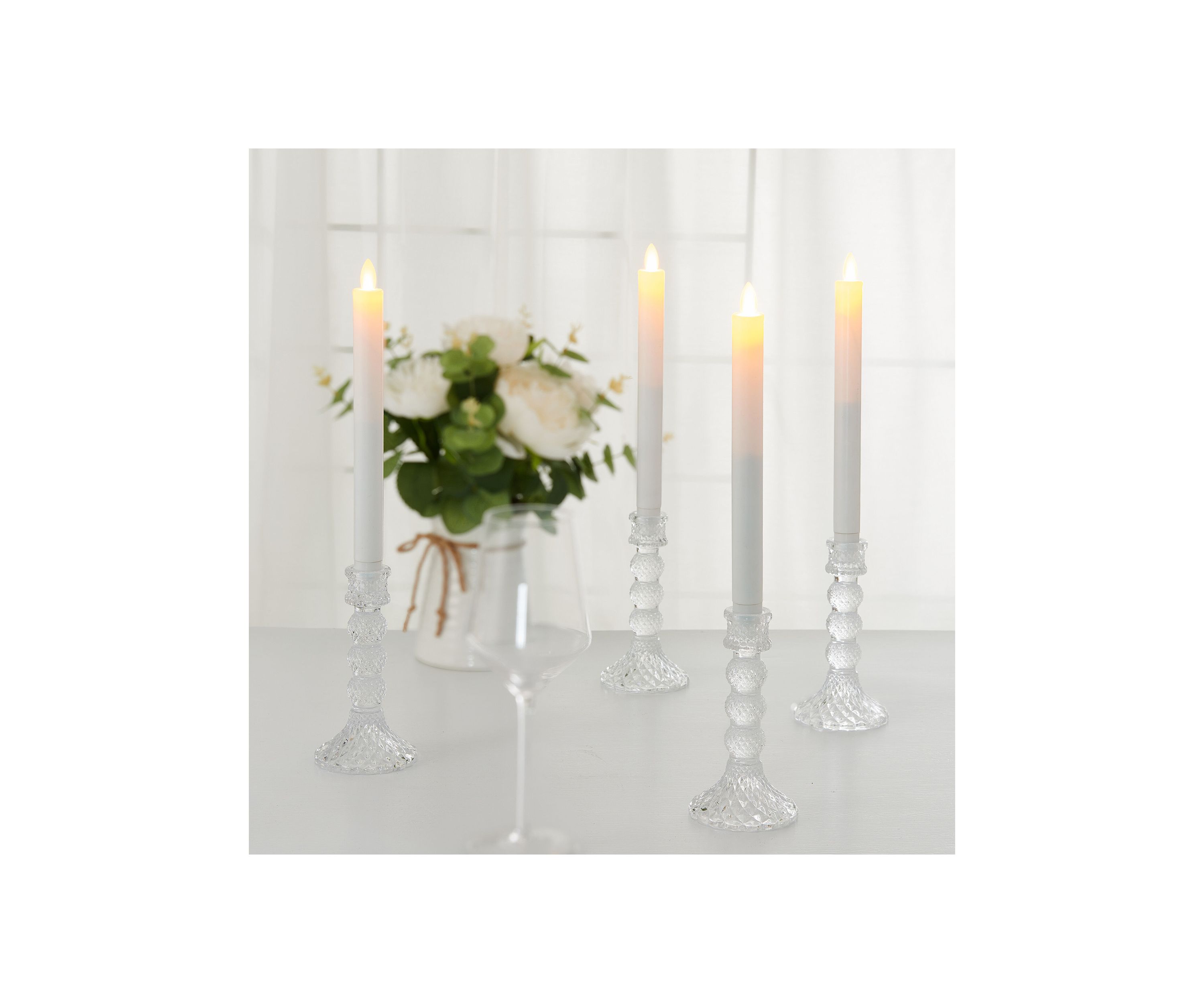 Battery Powered Tapered Candles - Set of 4