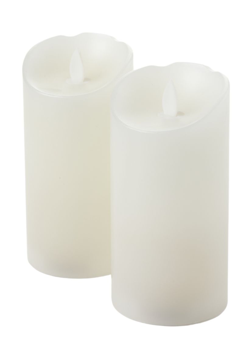 Set of 2 Realistic LED Flameless Pillar Candles