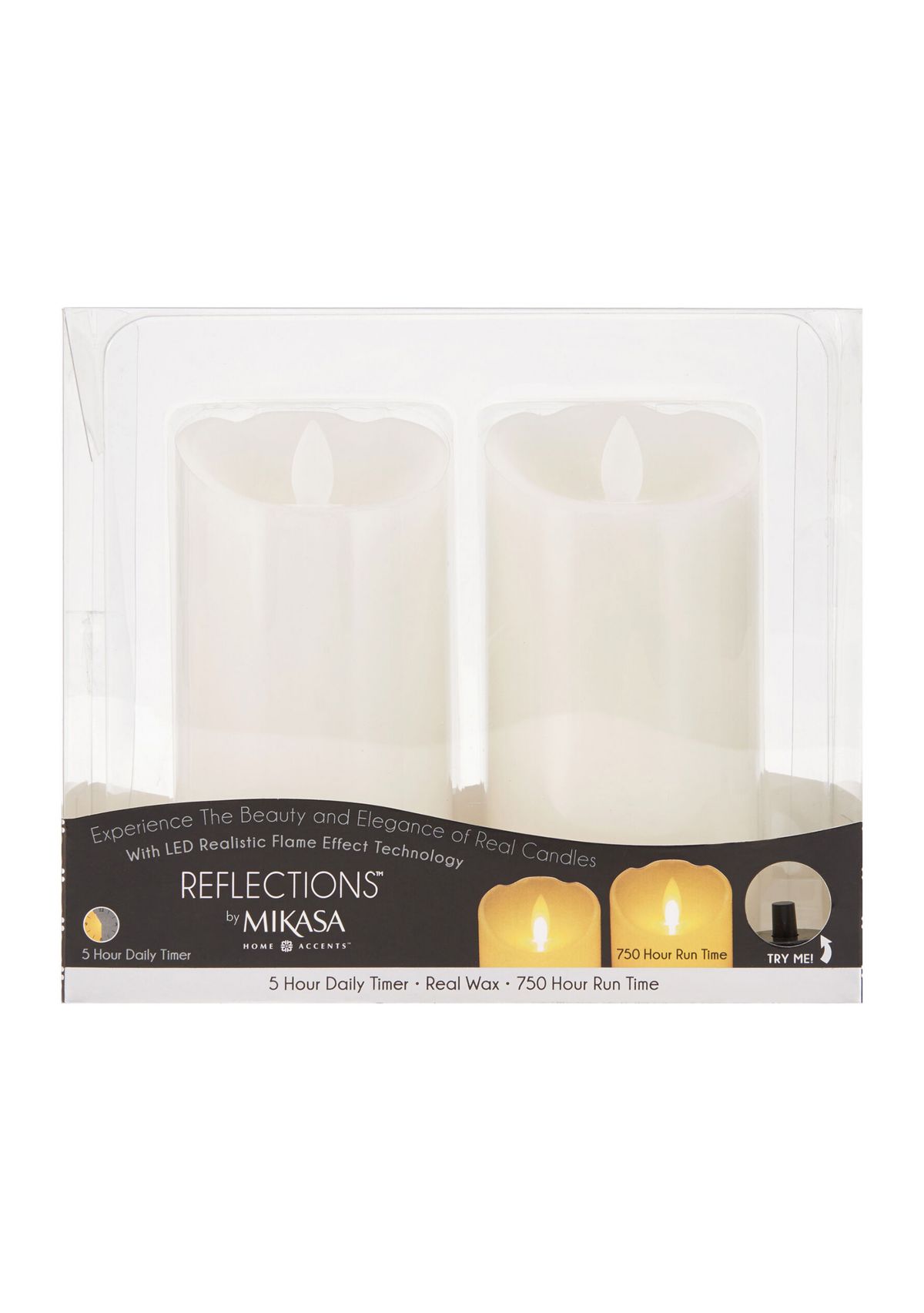 Set of 2 Realistic LED Flameless Pillar Candles