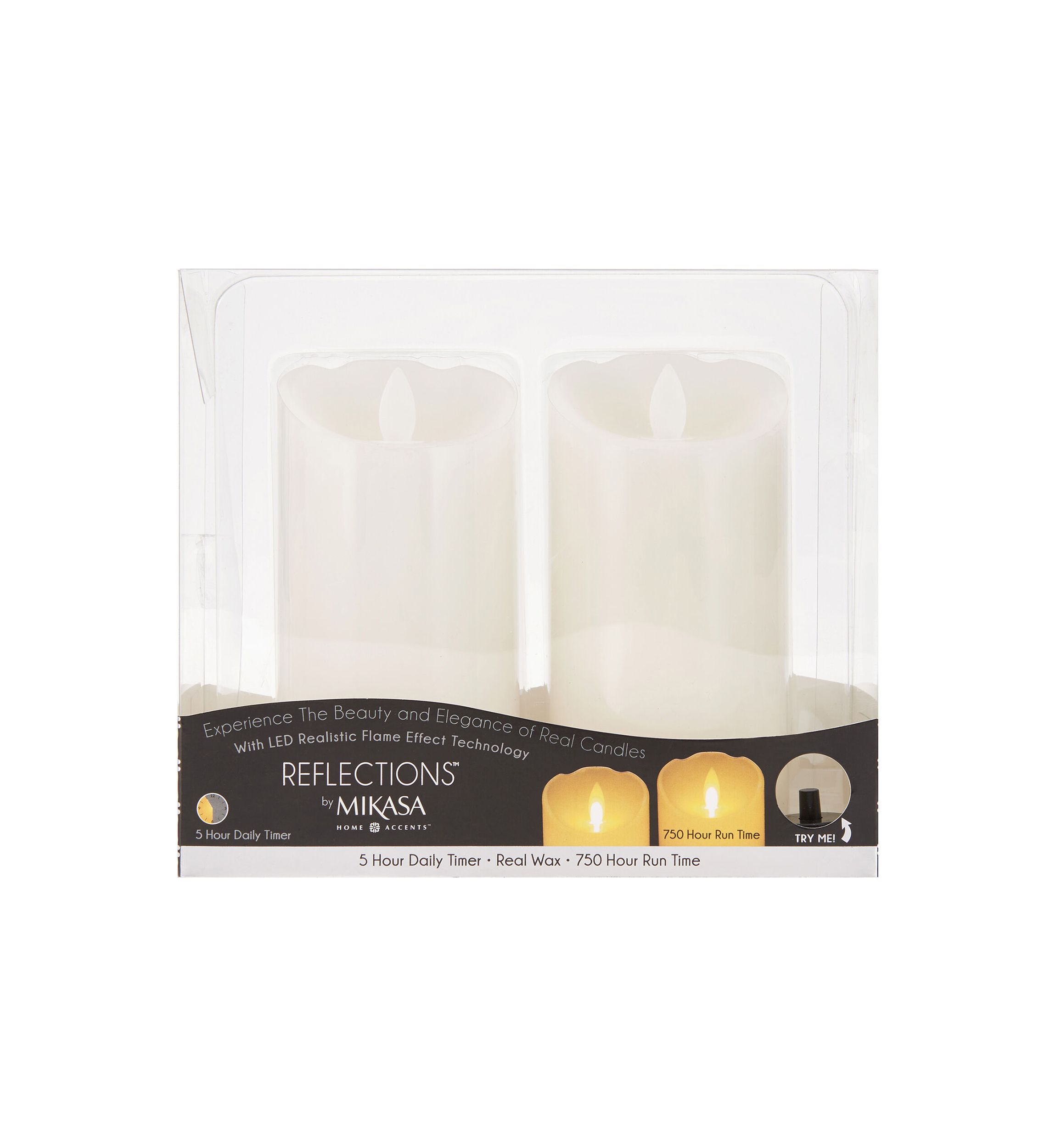Set of 2 Realistic LED Flameless Pillar Candles