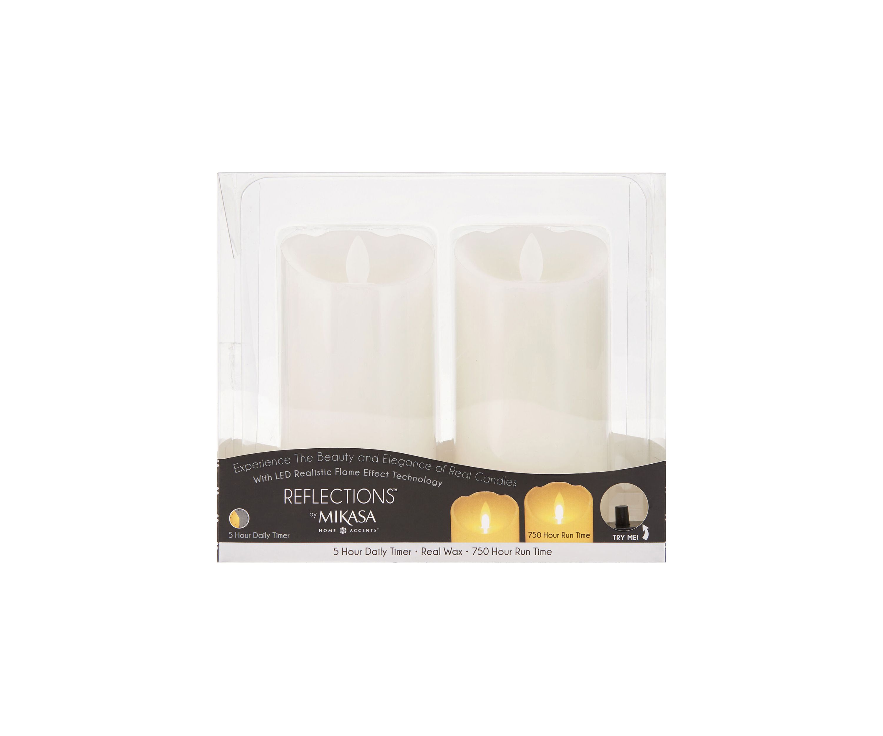 Set of 2 Realistic LED Flameless Pillar Candles