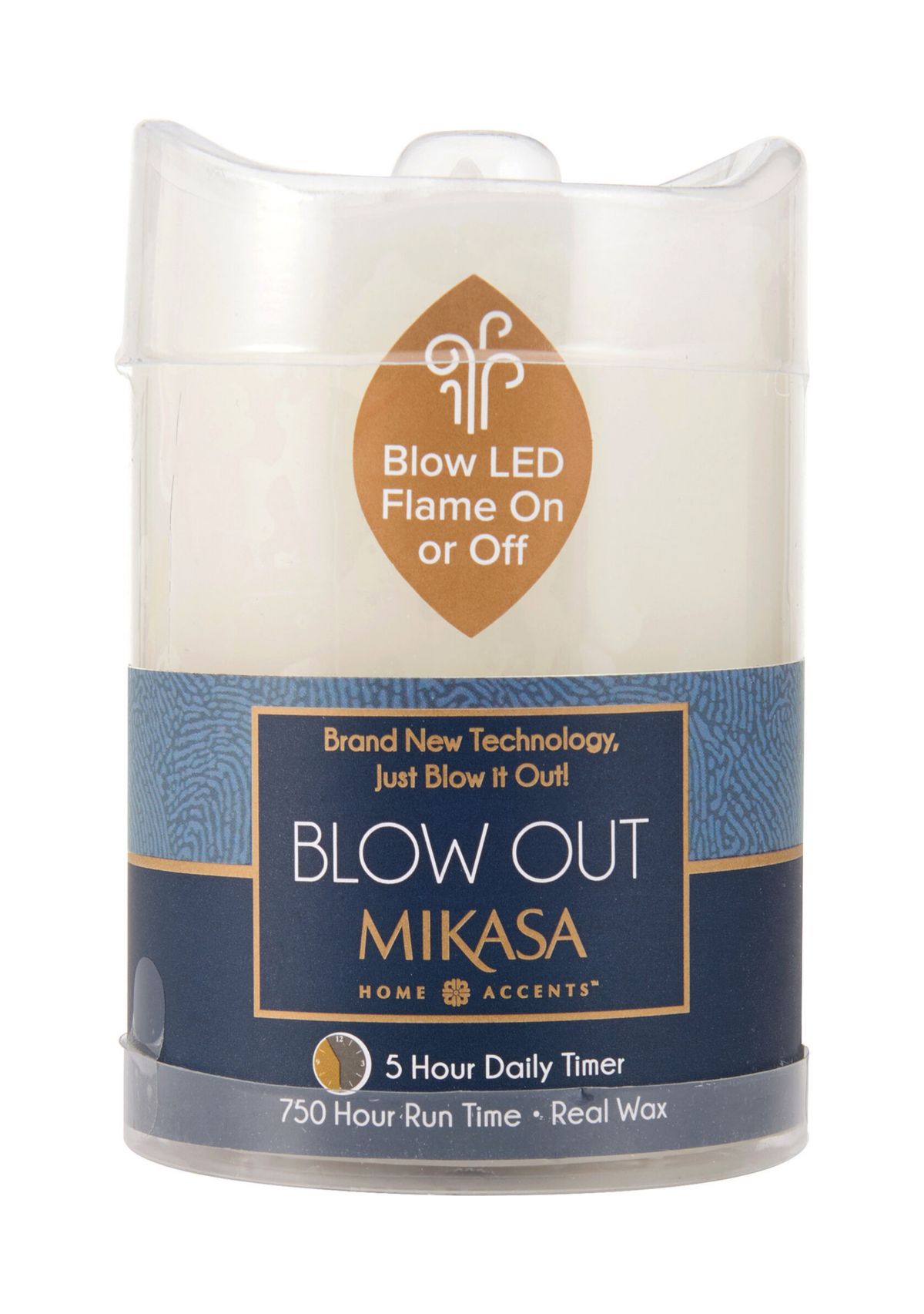 Mikasa Blow Out Realistic LED Wax Pillar, 3x4 Inch